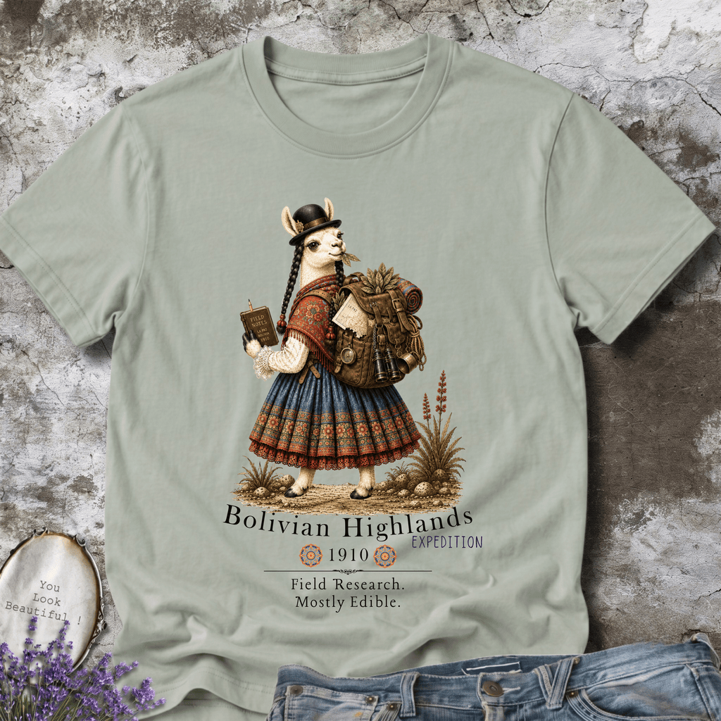 Bolivian Highlands Explorer Llama – Vintage Adventure Graphic Tee