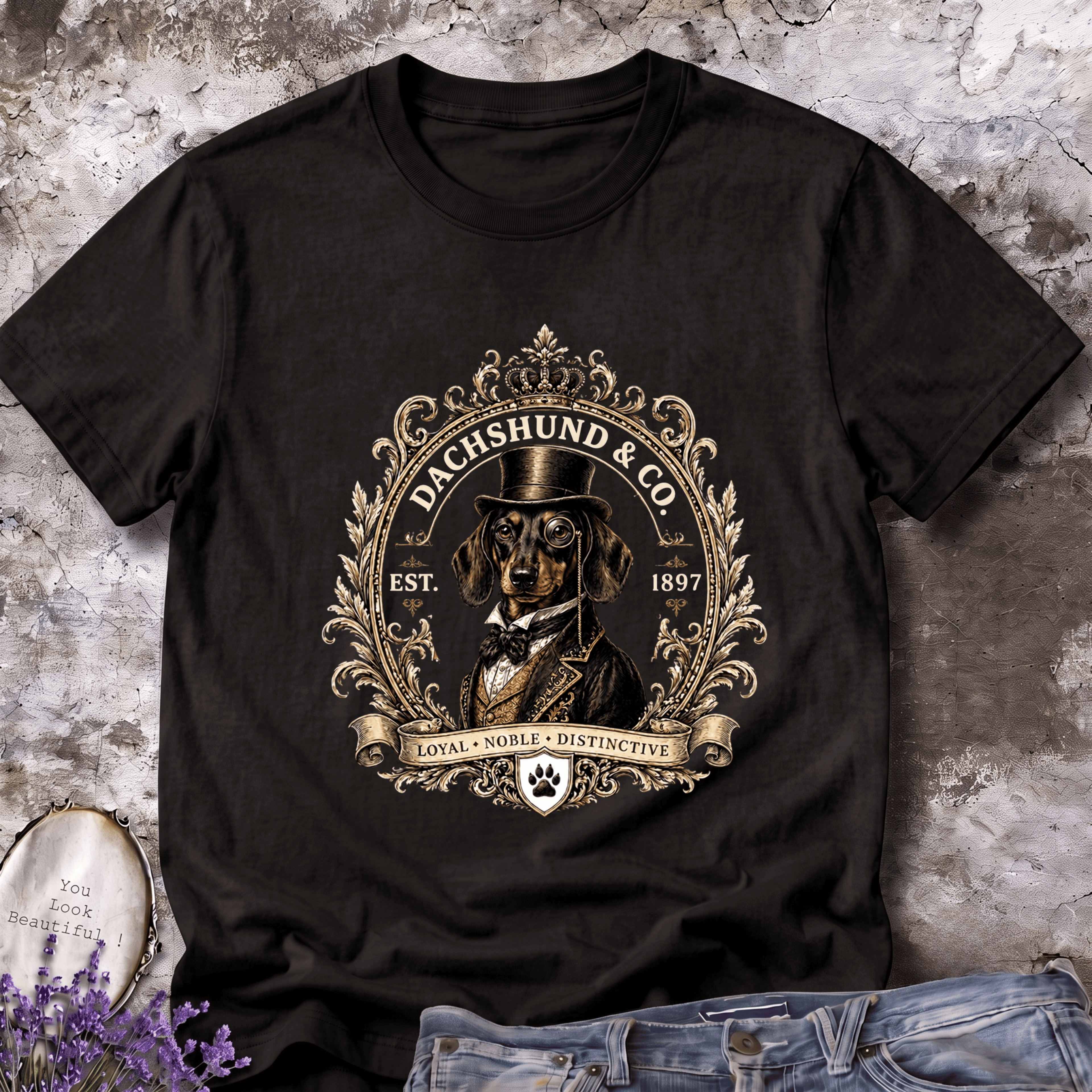 Dachshund & Co. 1897 Tee – Vintage Gentleman Wiener Dog T-shirt