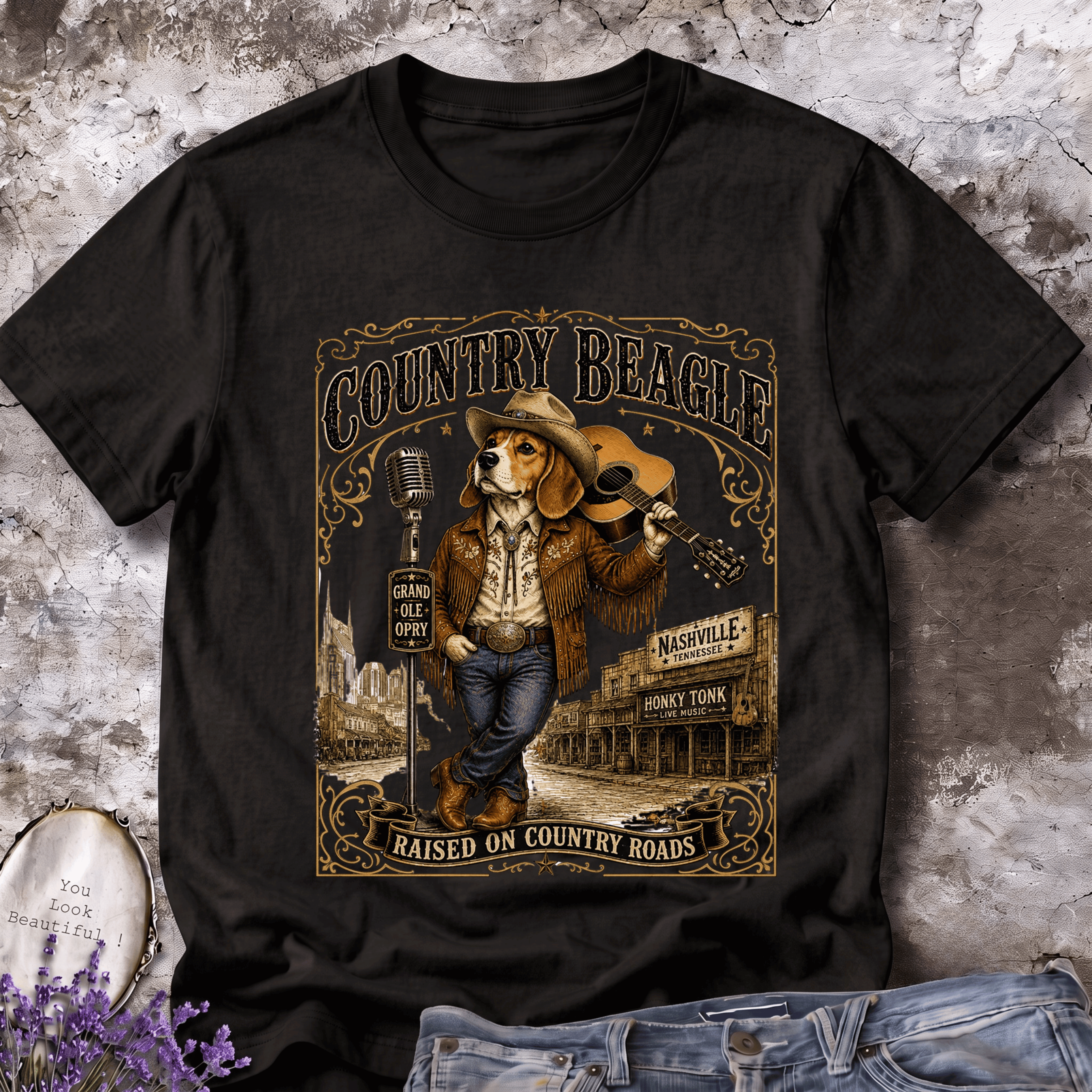 Country Beagle | Rustic Farm Dog Graphic Tee