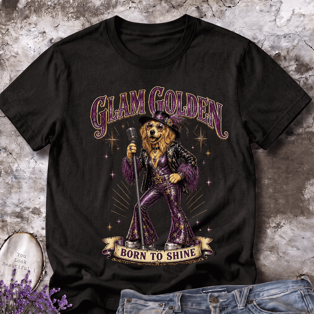 Glam Golden – Elegant Golden Retriever Vintage Tee