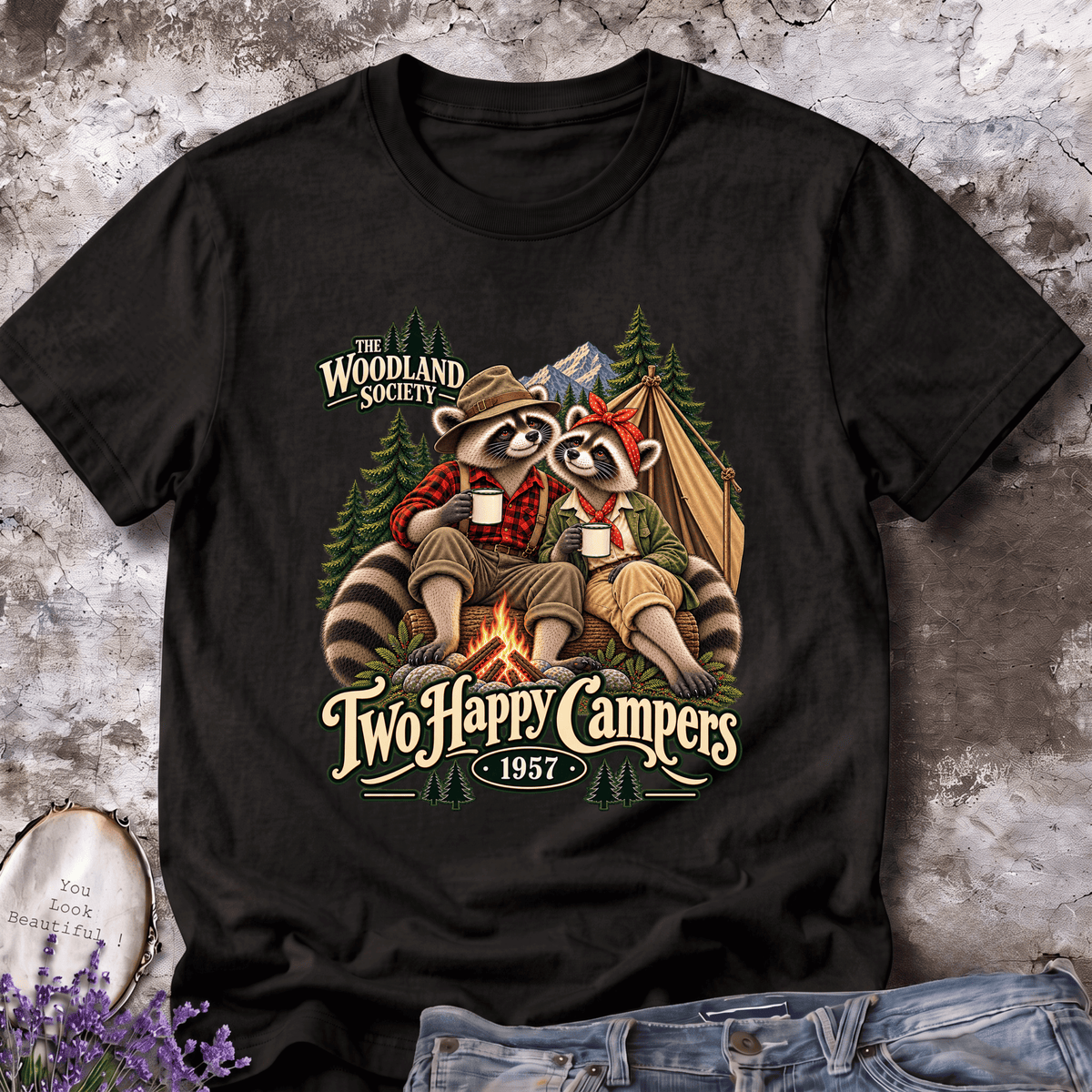 Two Happy Campers Raccoon Tee
