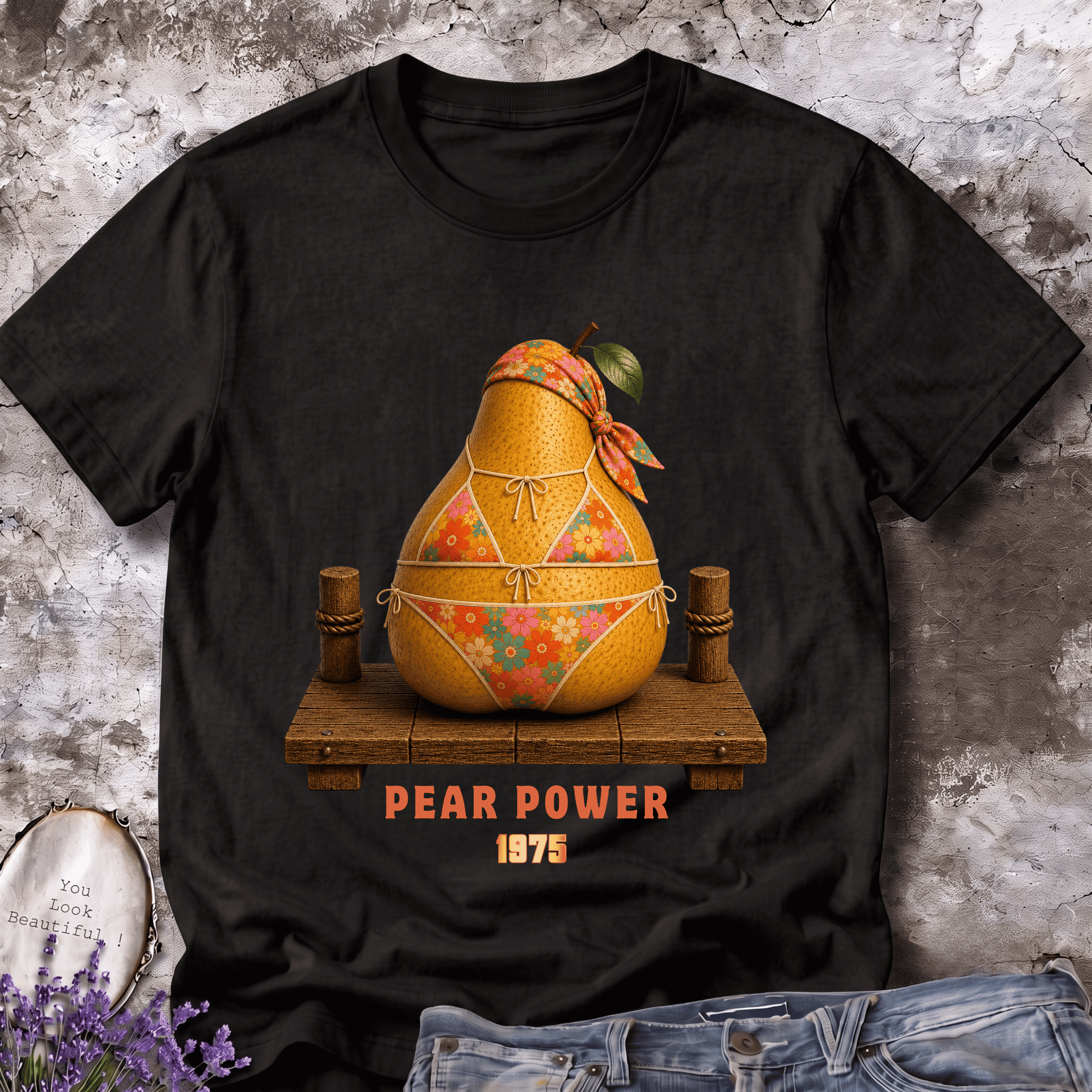 Pear Power 1975 – Vintage Hippie Pear Graphic Tee