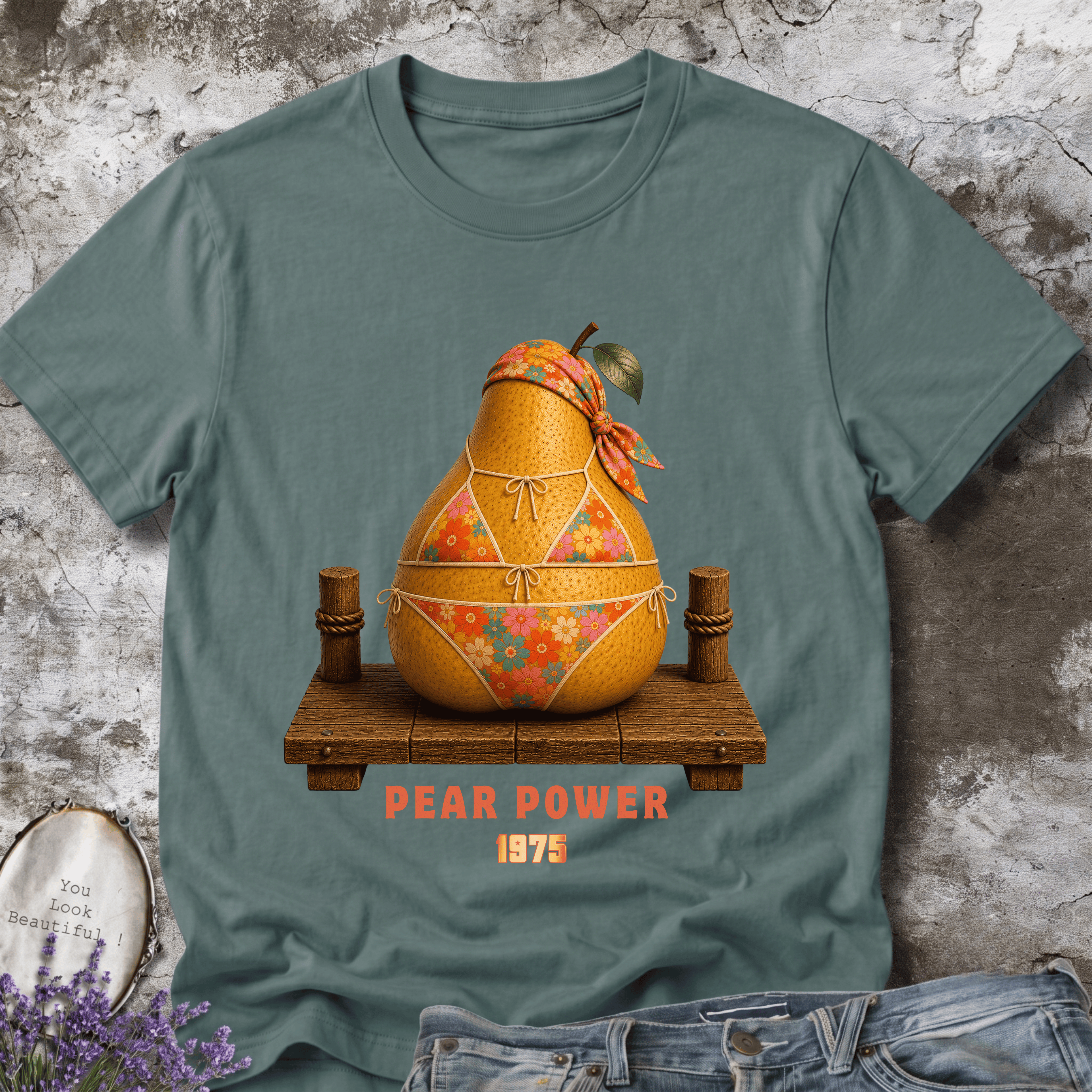 Pear Power 1975 – Vintage Hippie Pear Graphic Tee