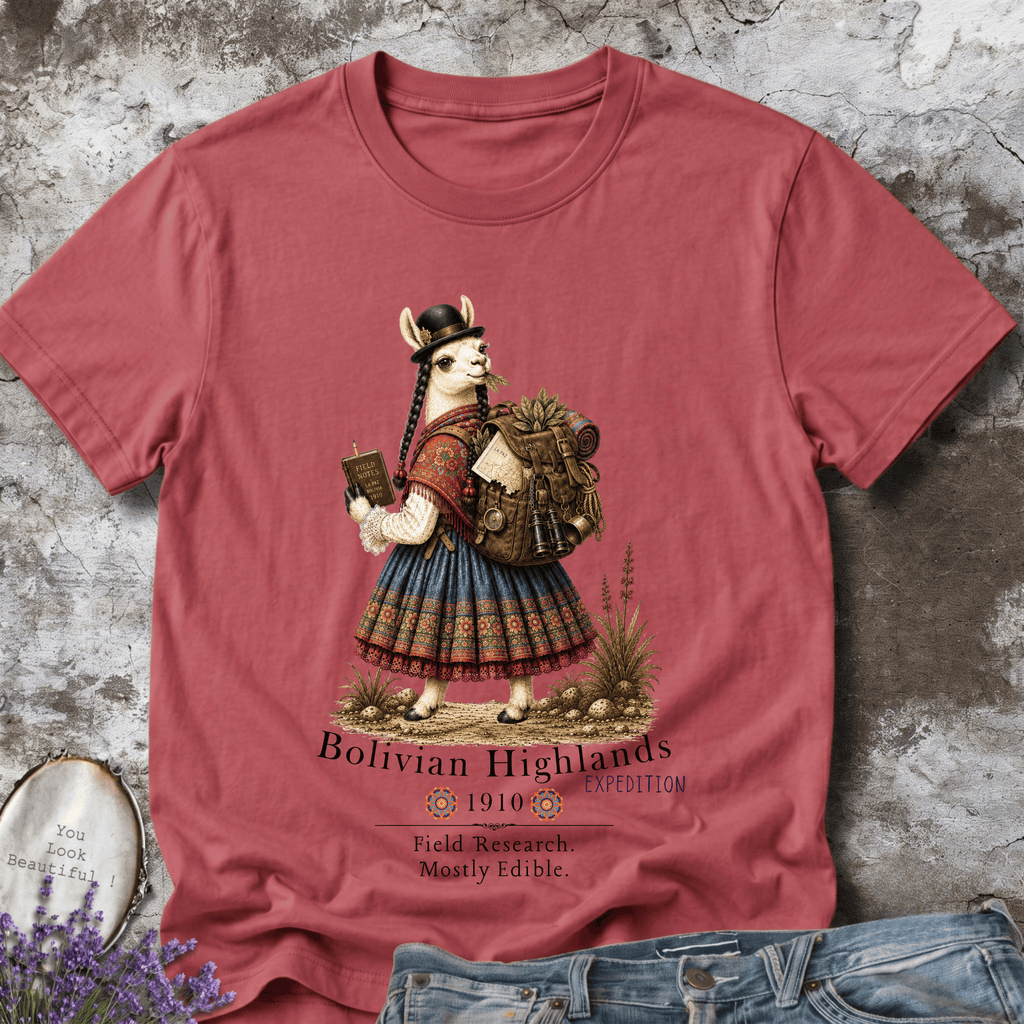 Bolivian Highlands Explorer Llama – Vintage Adventure Graphic Tee