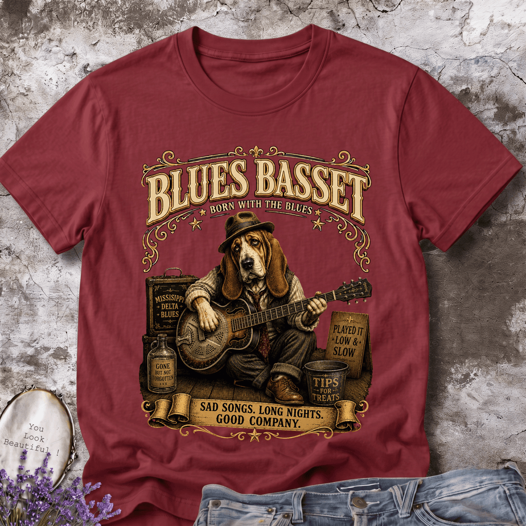 Blues Basset – Vintage Delta Blues Dog Tee