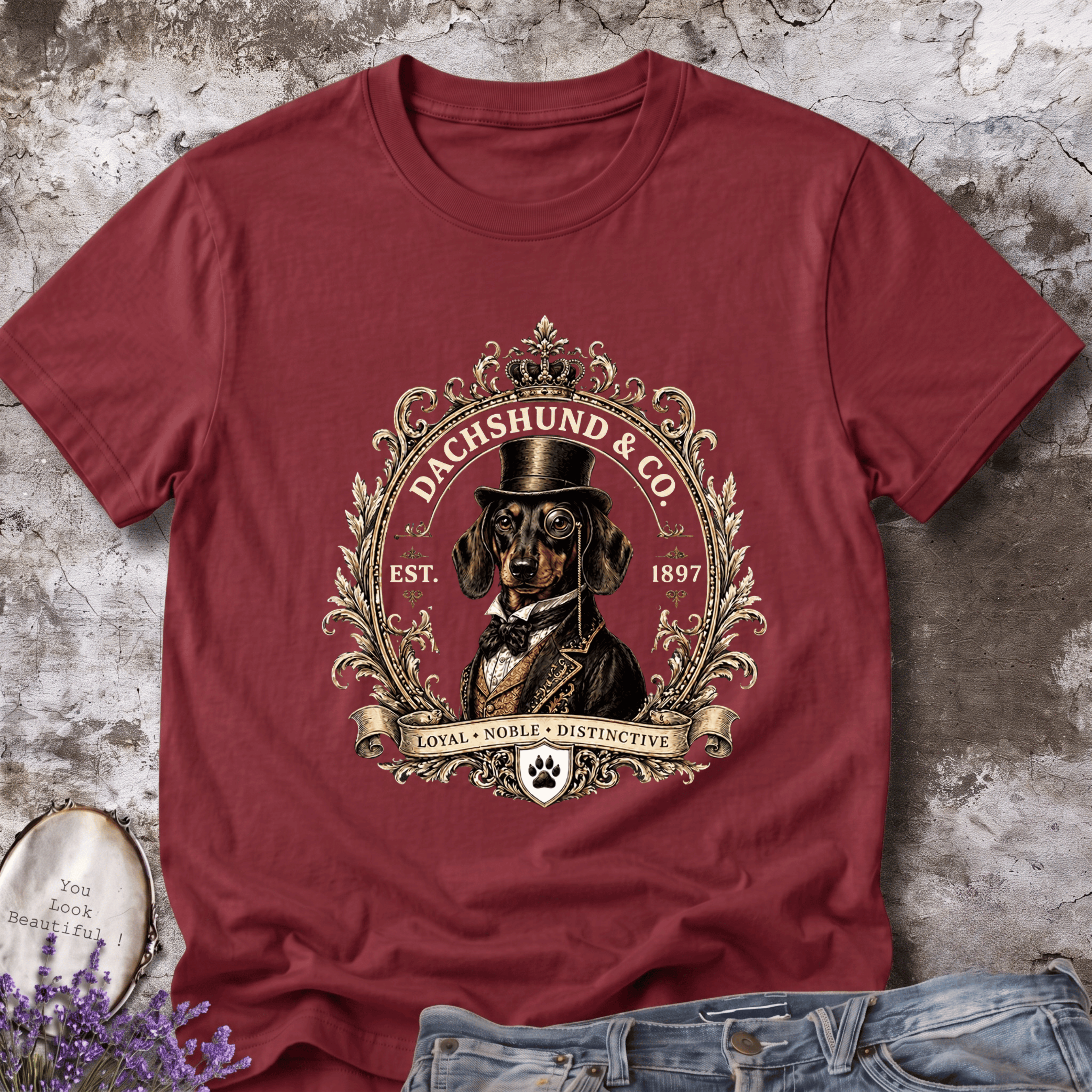 Dachshund & Co. 1897 Tee – Vintage Gentleman Wiener Dog T-shirt