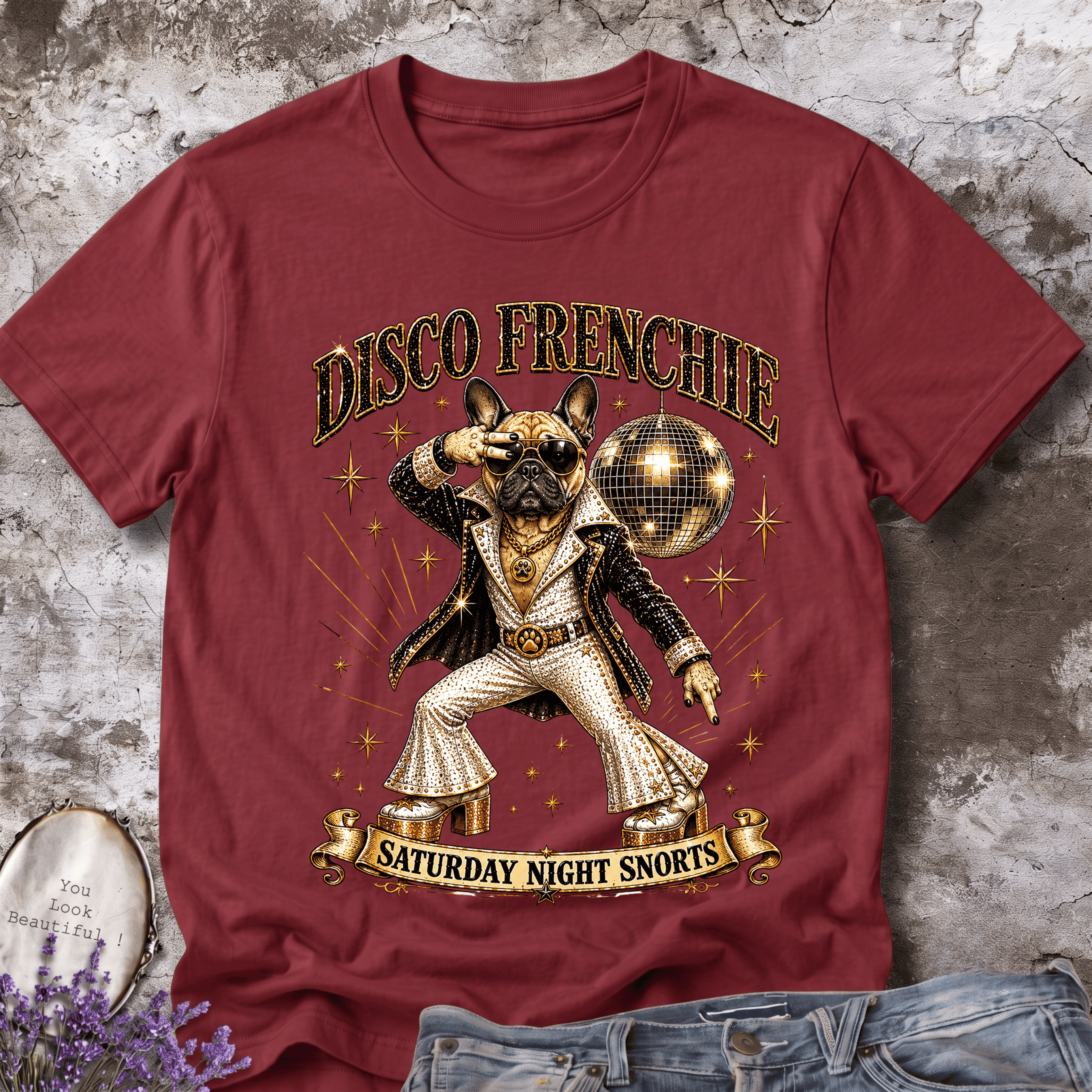 Disco Frenchie | Vintage Disco Dog Graphic Tee