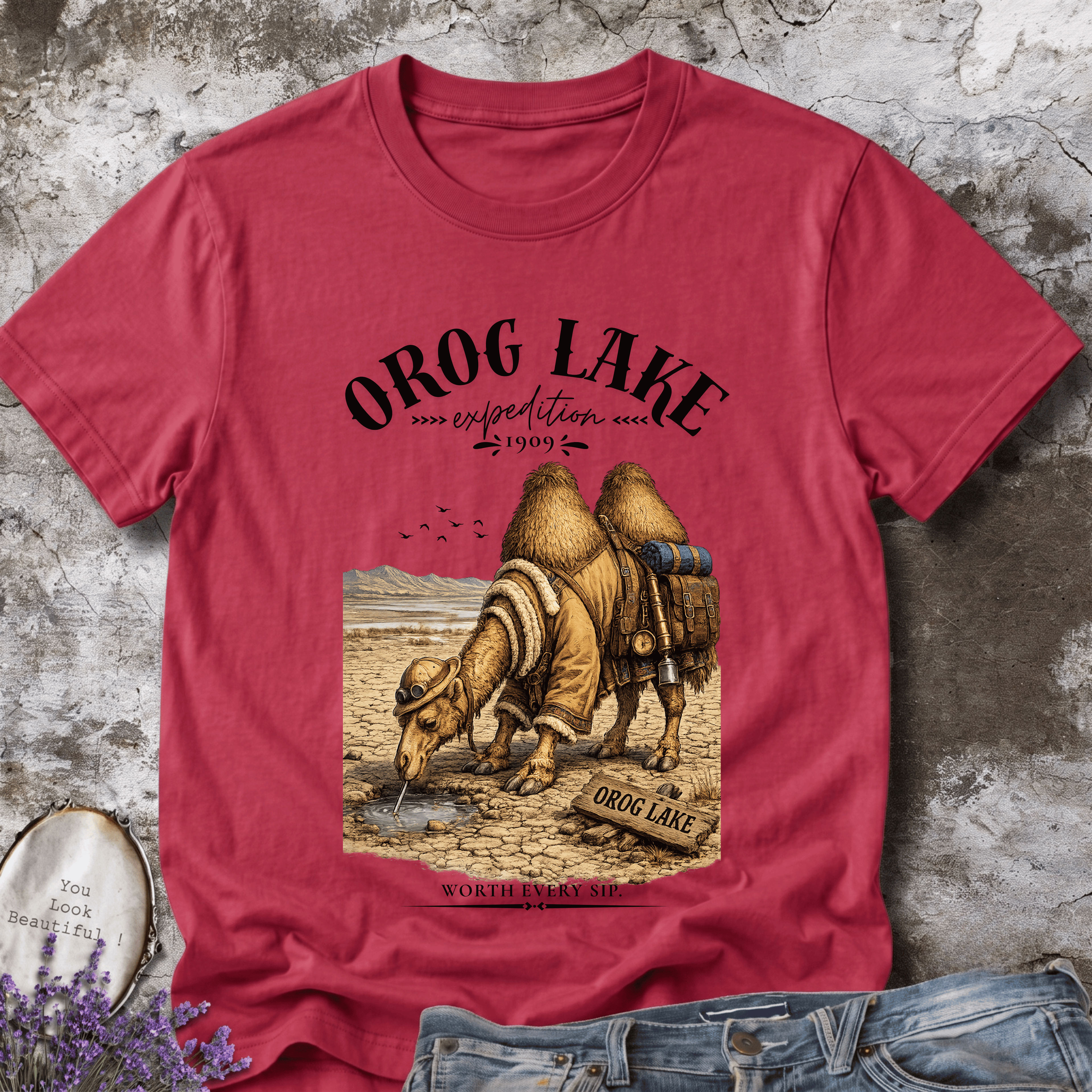 Orog Lake Explorer Camel – Vintage Mongolia Graphic Tee