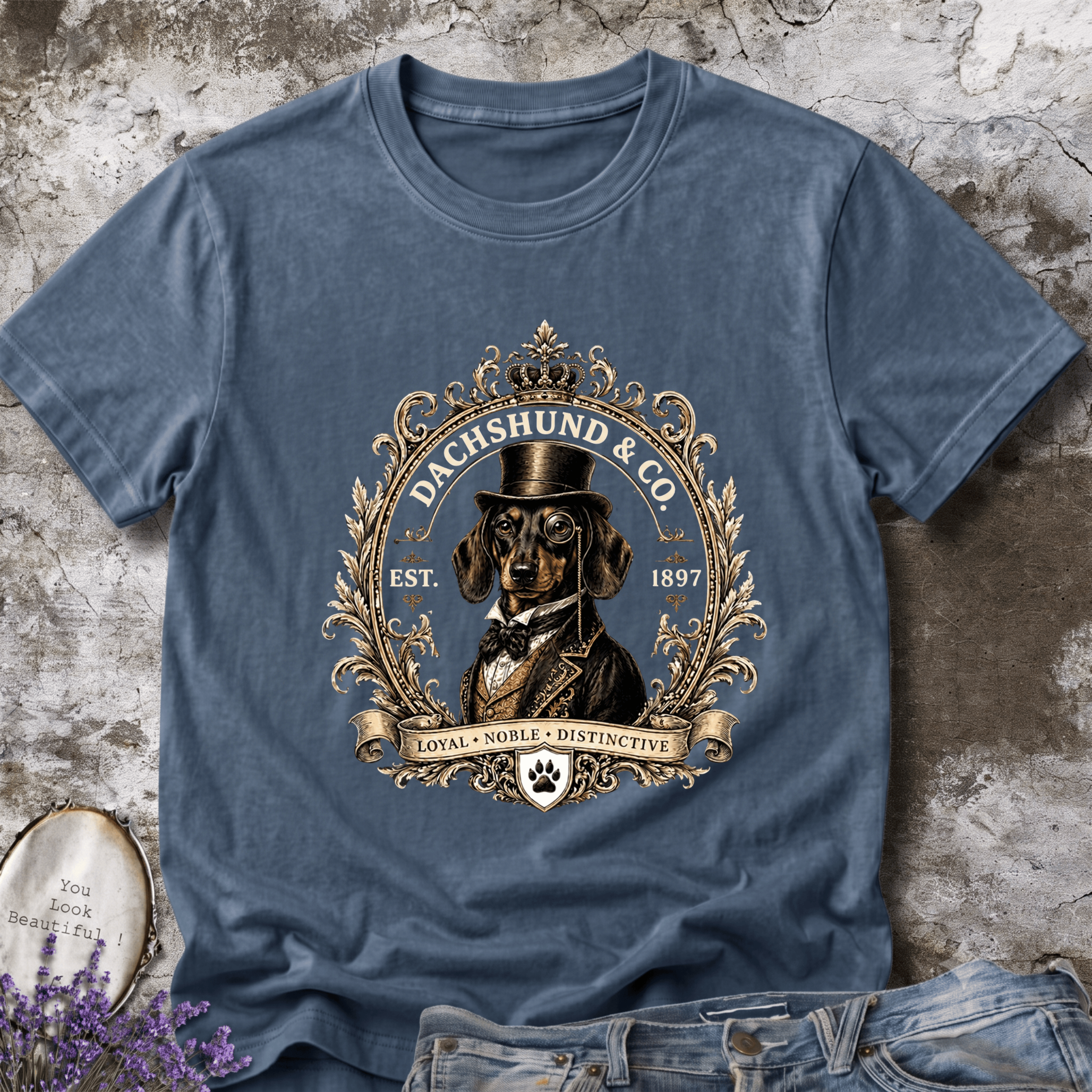 Dachshund & Co. 1897 Tee – Vintage Gentleman Wiener Dog T-shirt