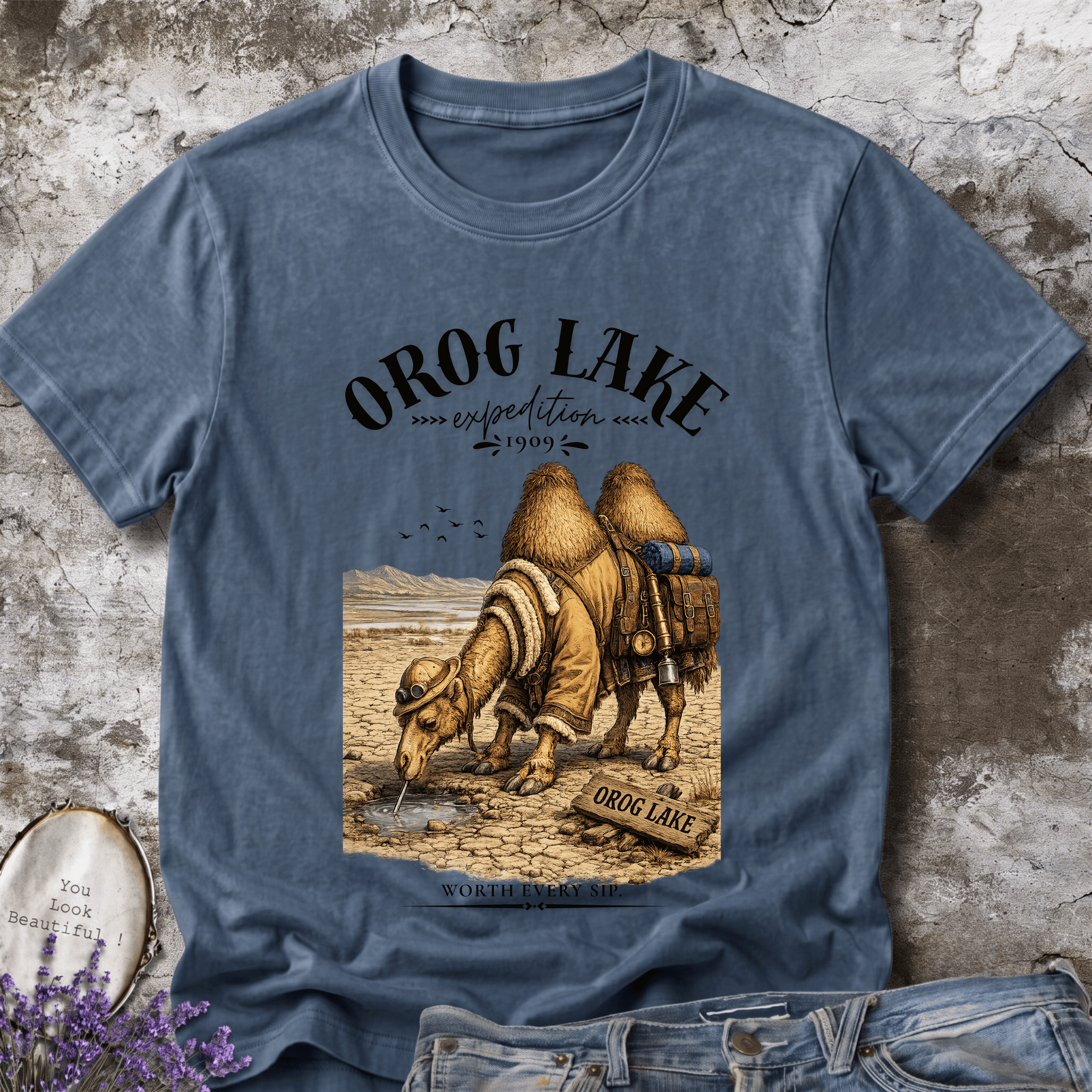 Orog Lake Explorer Camel – Vintage Mongolia Graphic Tee