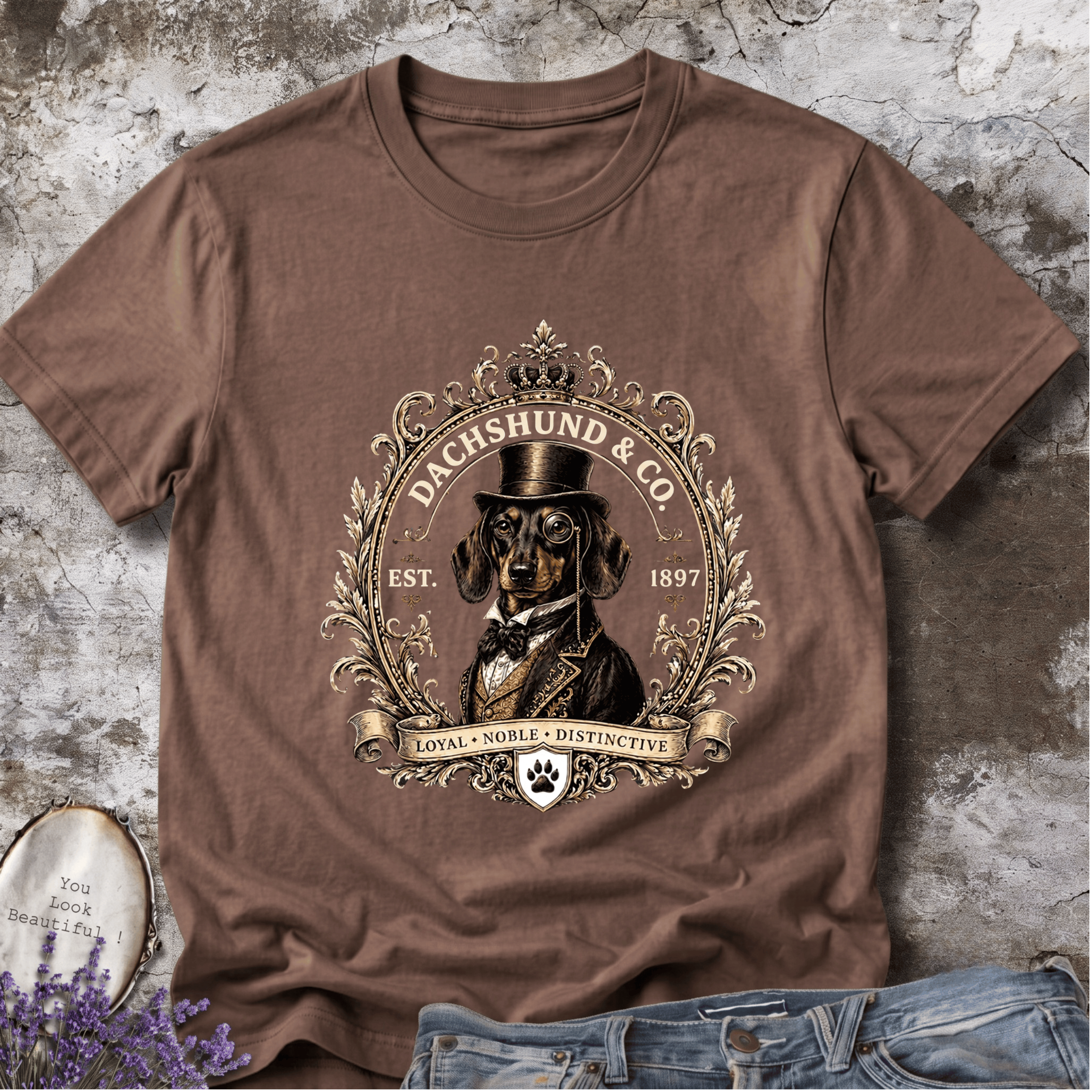Dachshund & Co. 1897 Tee – Vintage Gentleman Wiener Dog T-shirt