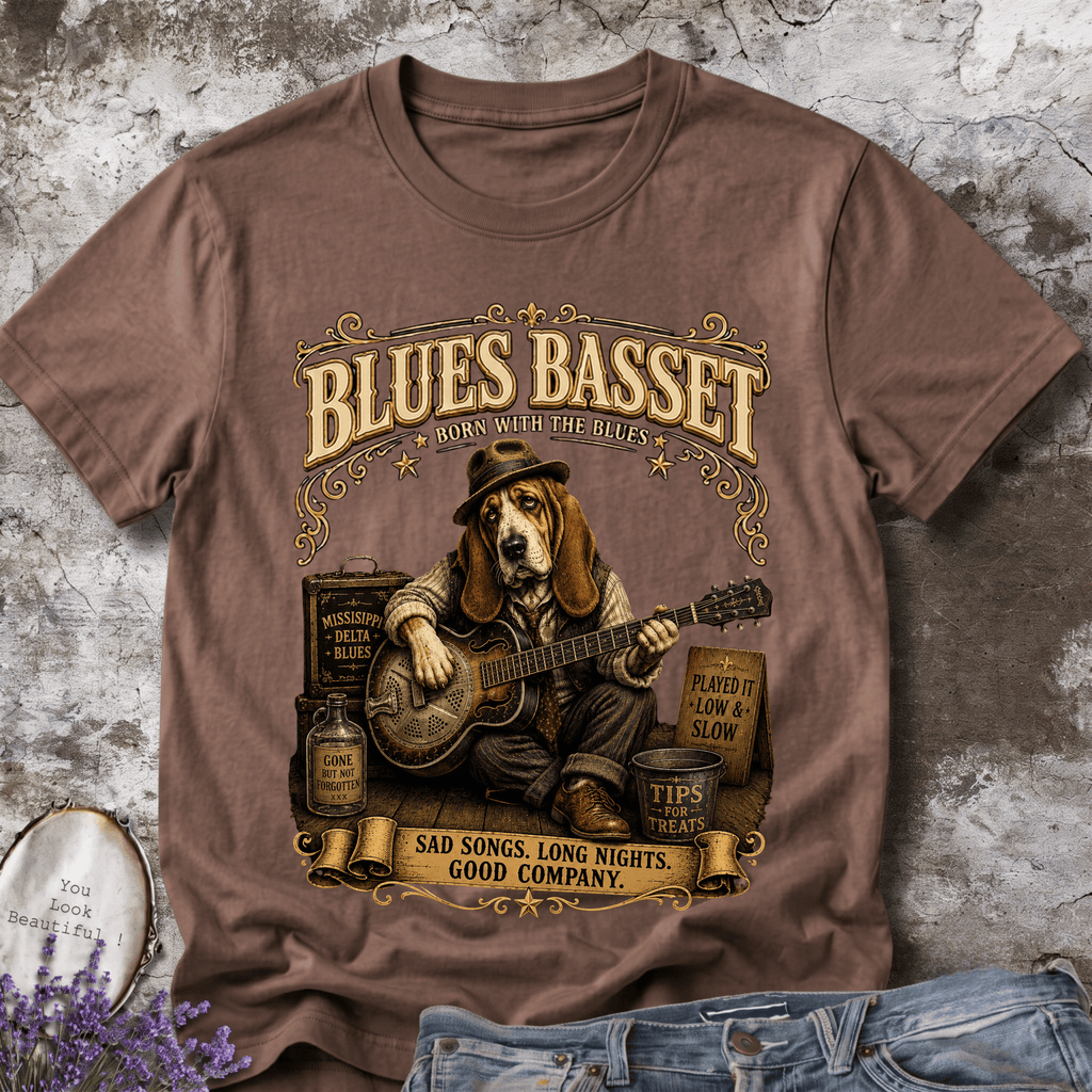 Blues Basset – Vintage Delta Blues Dog Tee