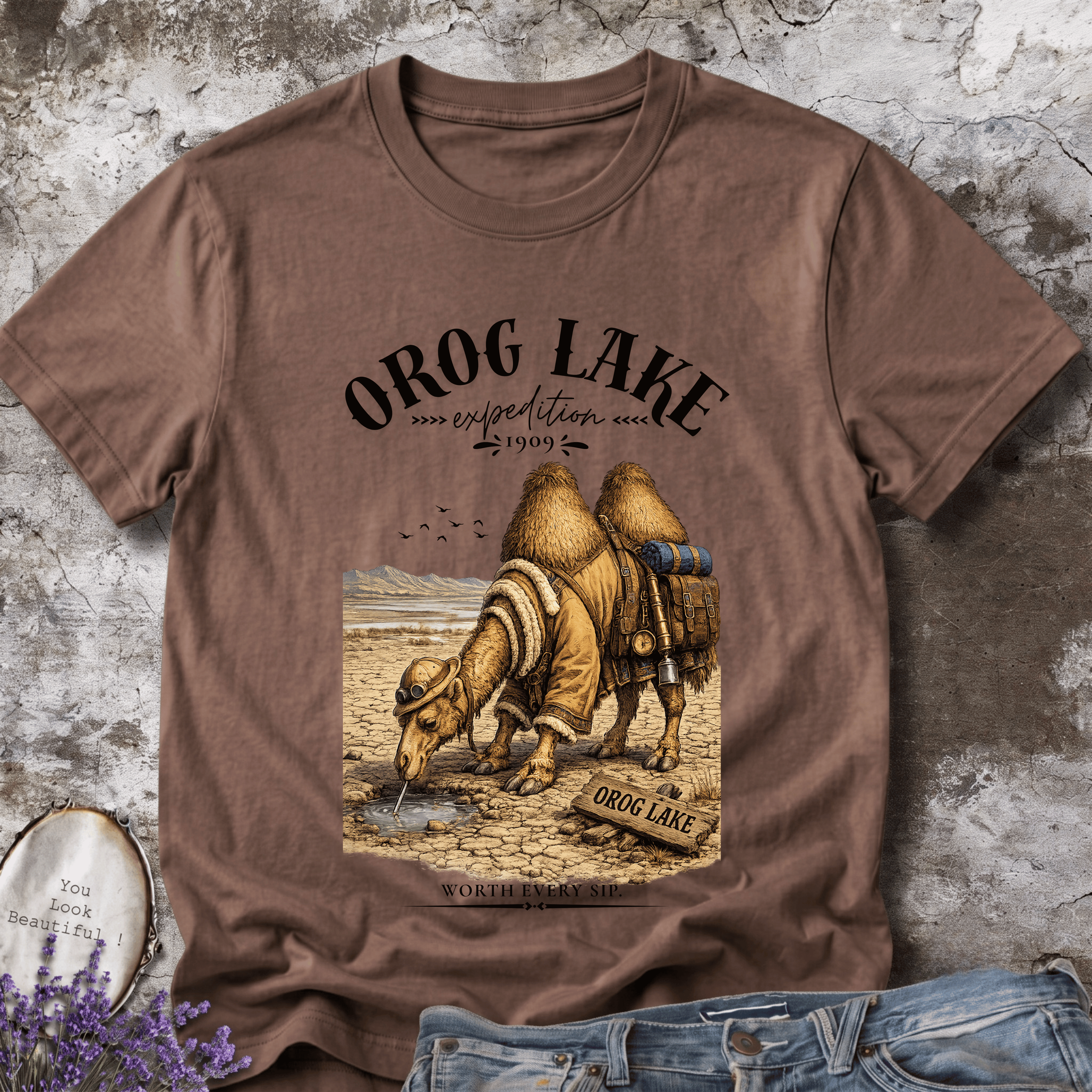 Orog Lake Explorer Camel – Vintage Mongolia Graphic Tee