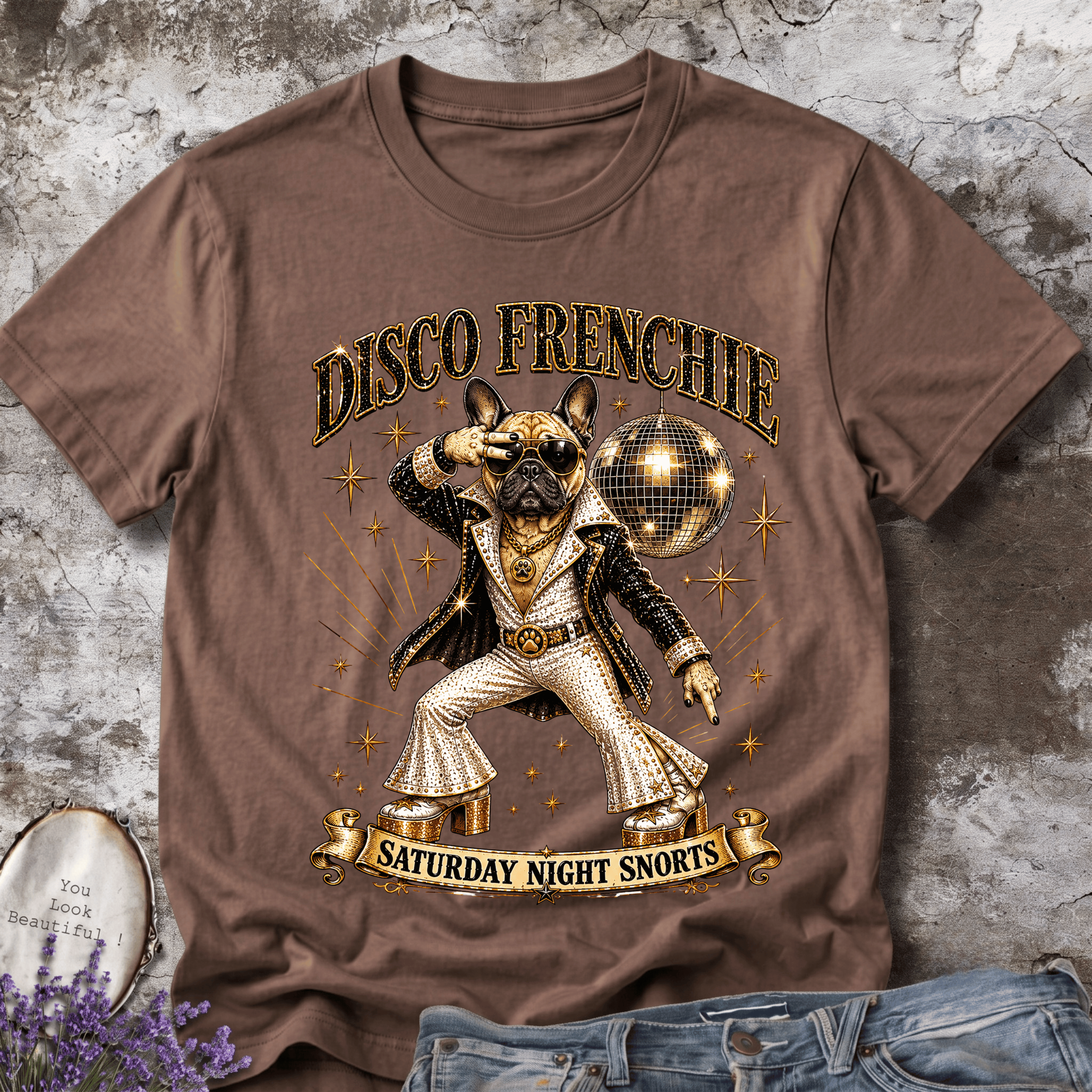 Disco Frenchie | Vintage Disco Dog Graphic Tee