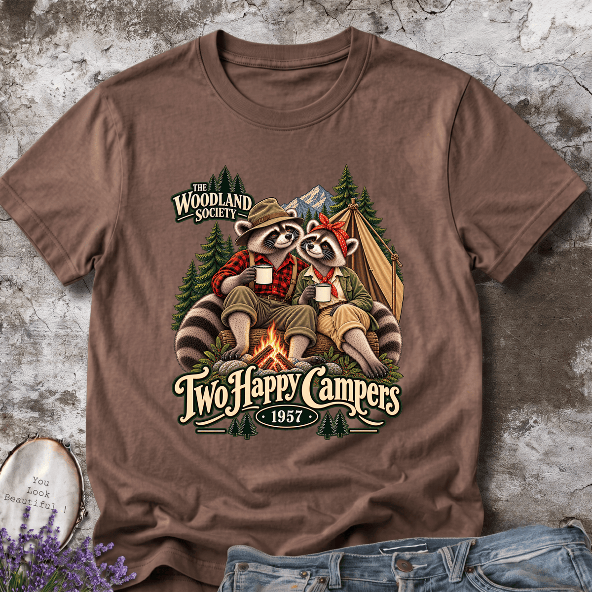 Two Happy Campers Raccoon Tee
