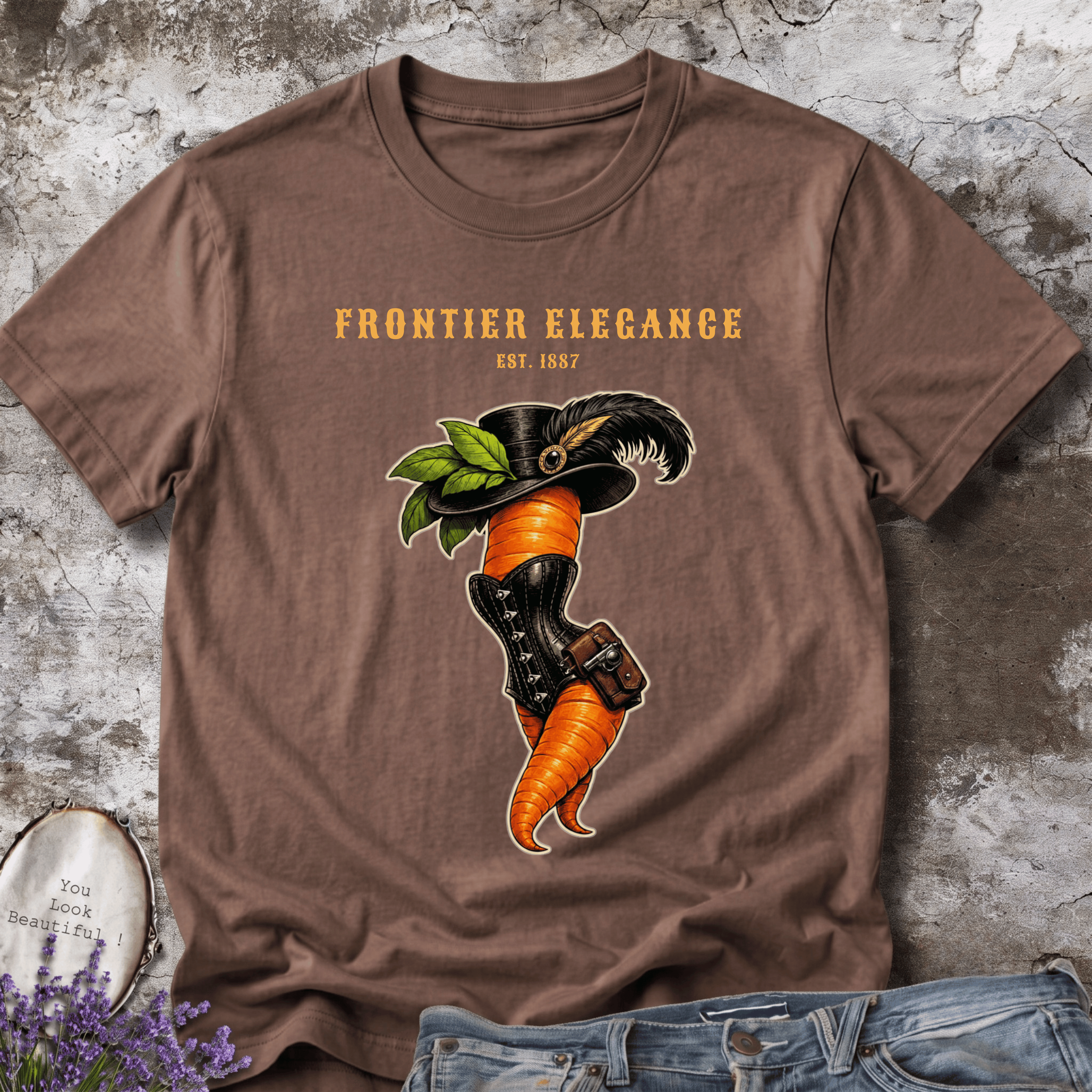 Frontier Elegance Tee | Victorian Western Carrot