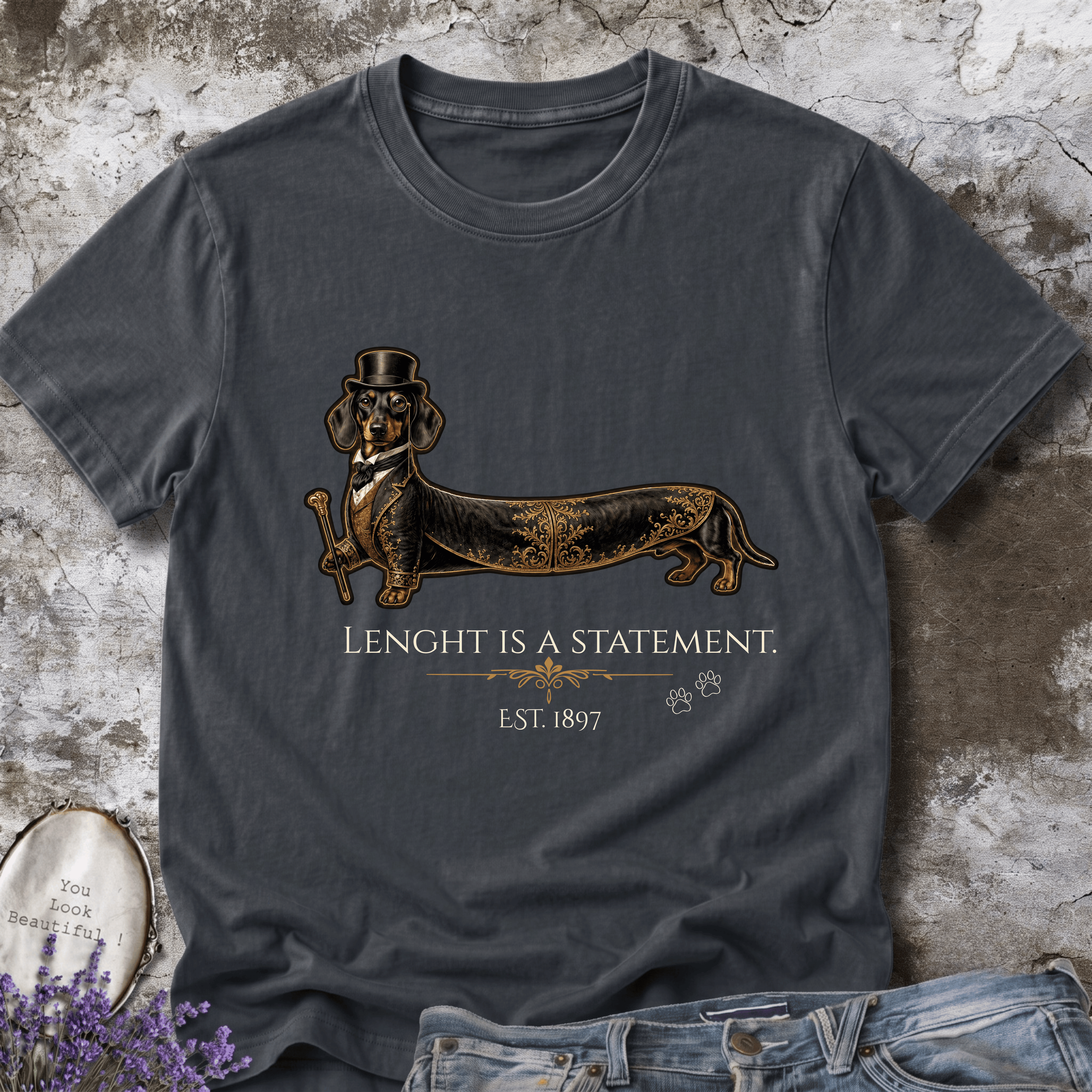 Vintage Sausage Dog Graphic Tee – Length Is A Statement