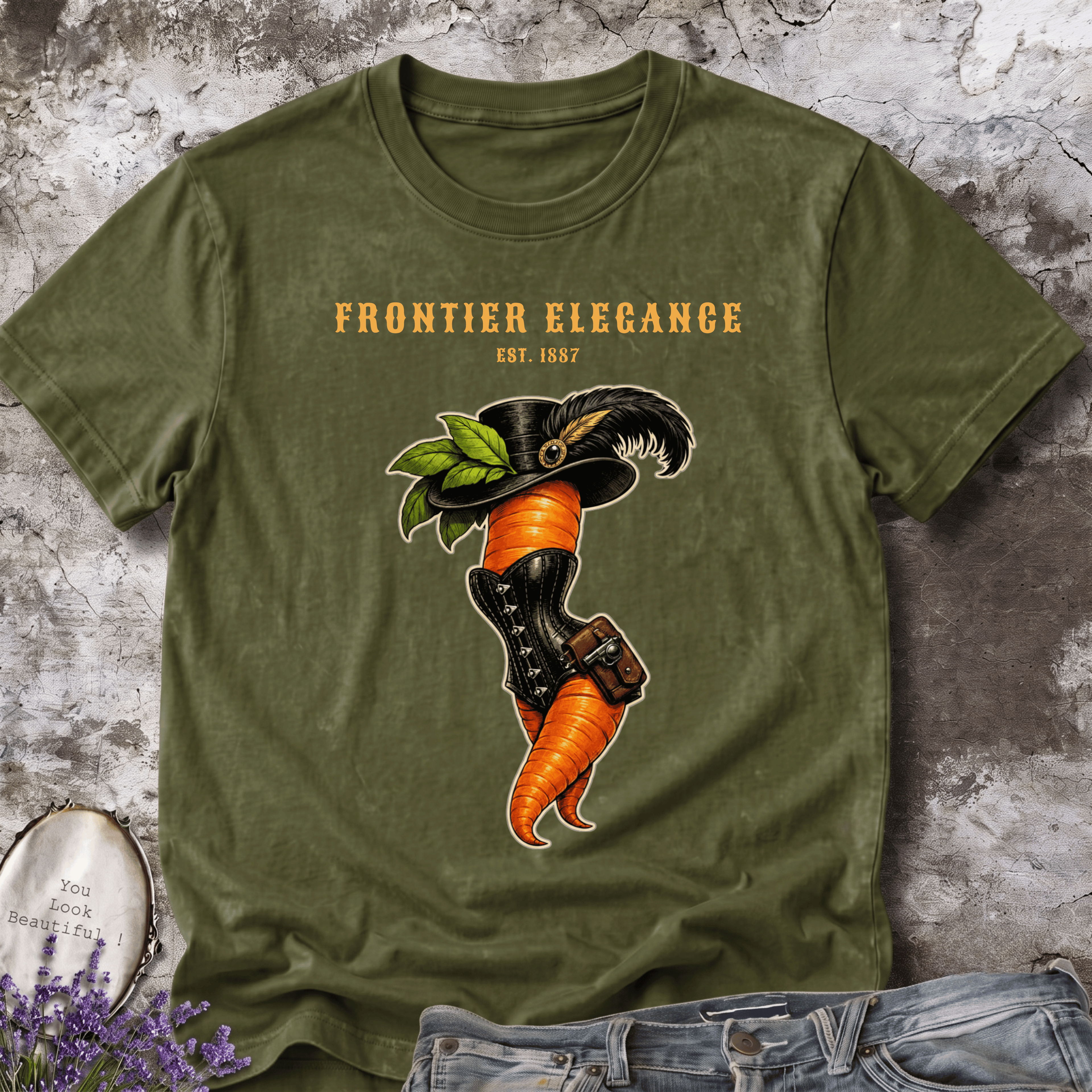Frontier Elegance Tee | Victorian Western Carrot