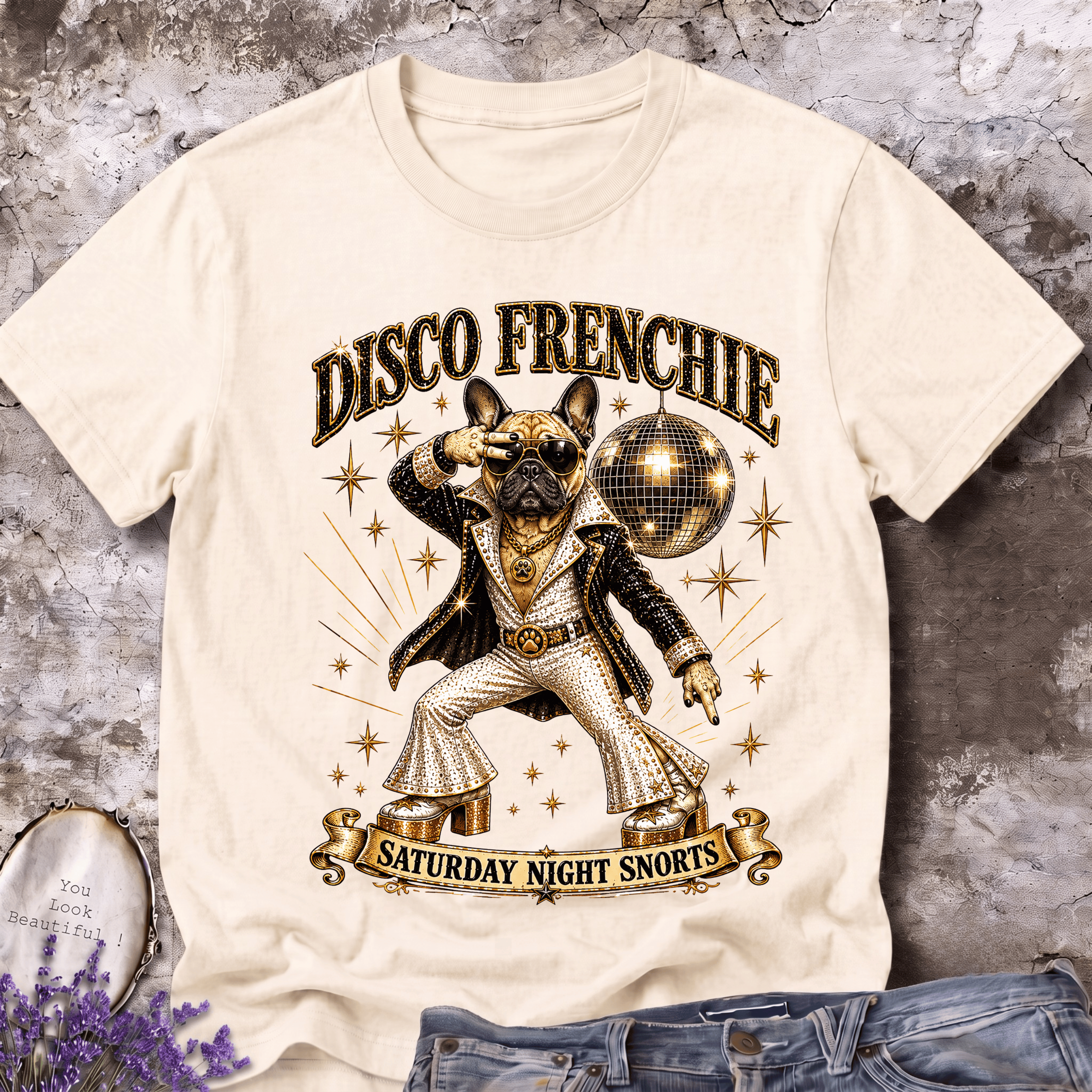 Disco Frenchie | Vintage Disco Dog Graphic Tee