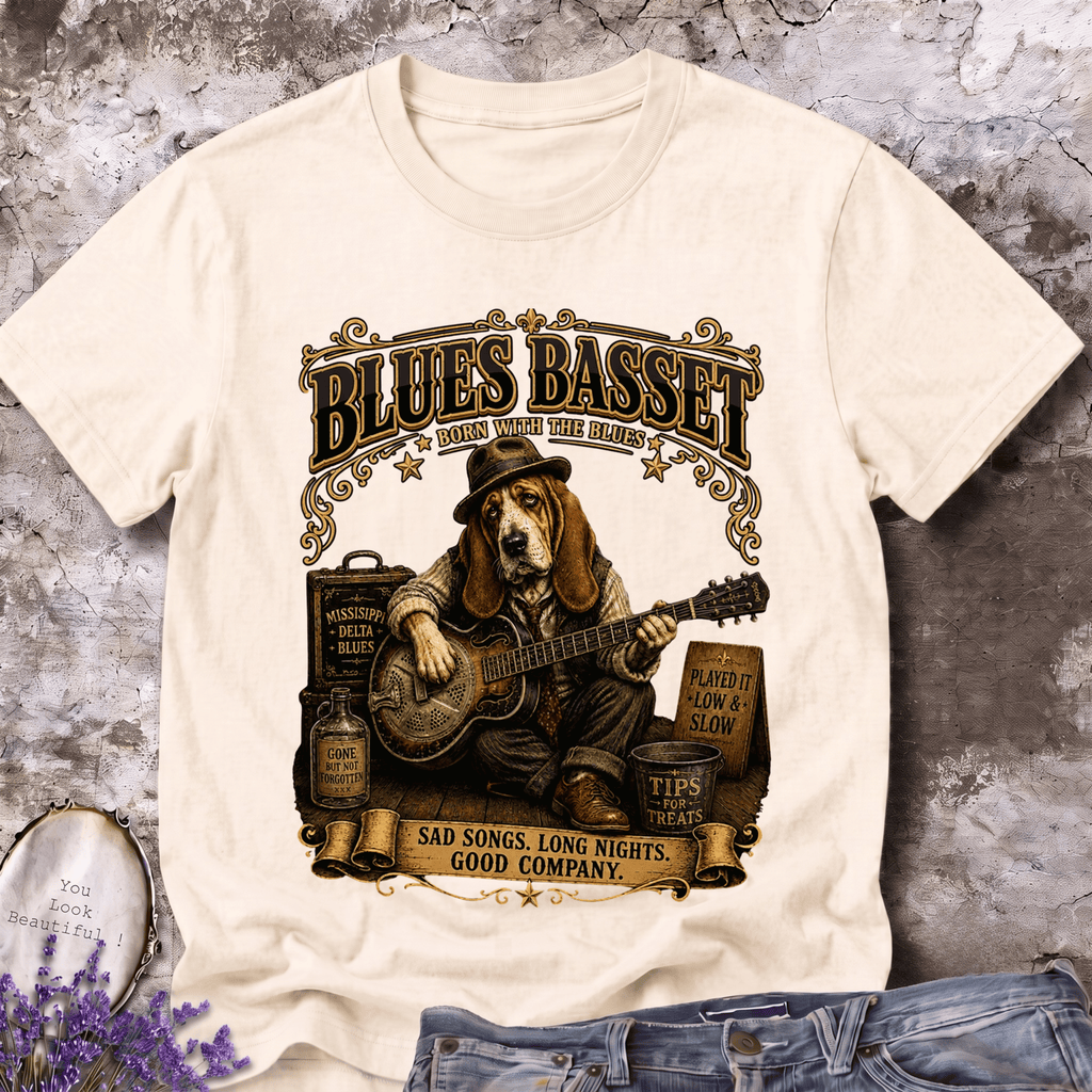 Blues Basset – Vintage Delta Blues Dog Tee