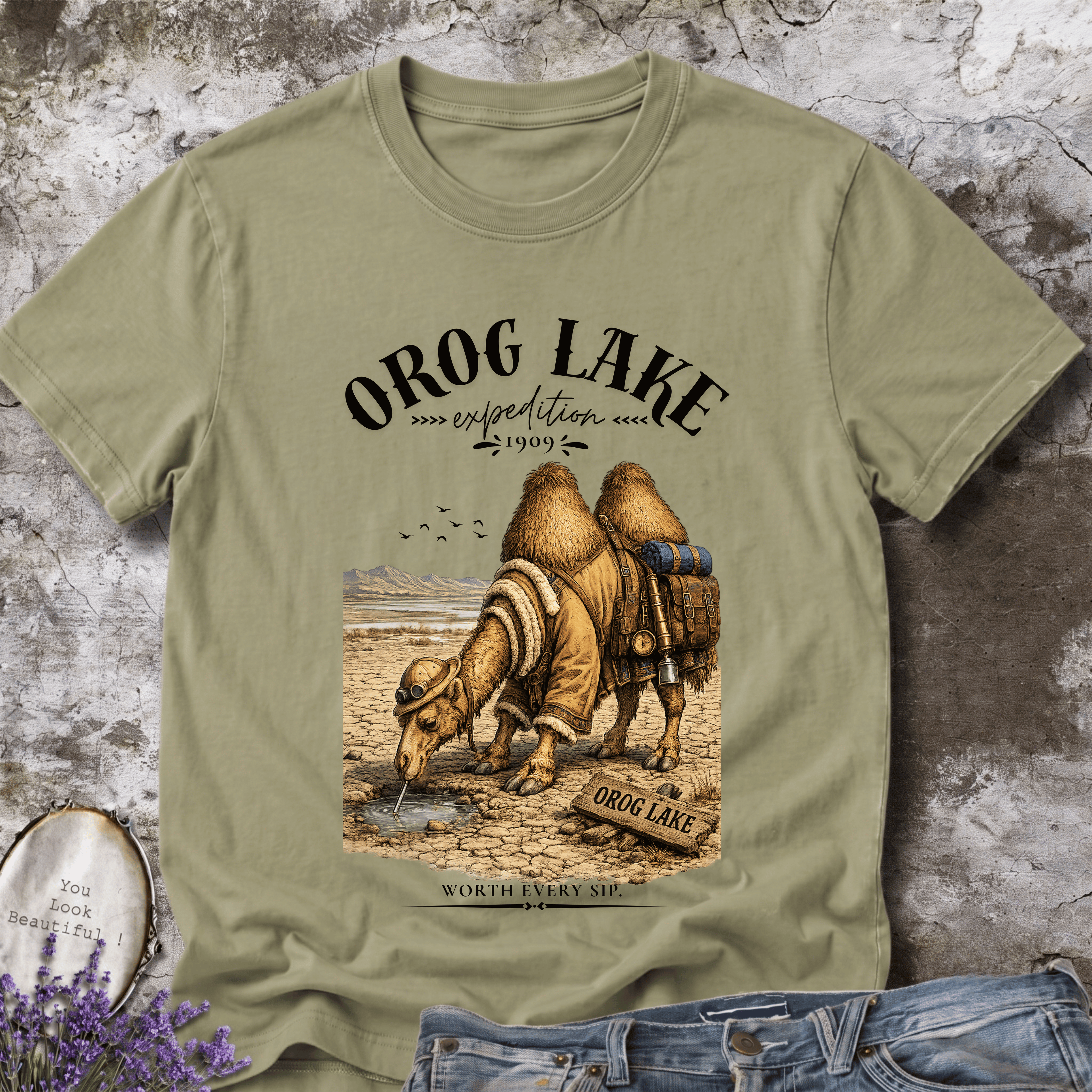 Orog Lake Explorer Camel – Vintage Mongolia Graphic Tee
