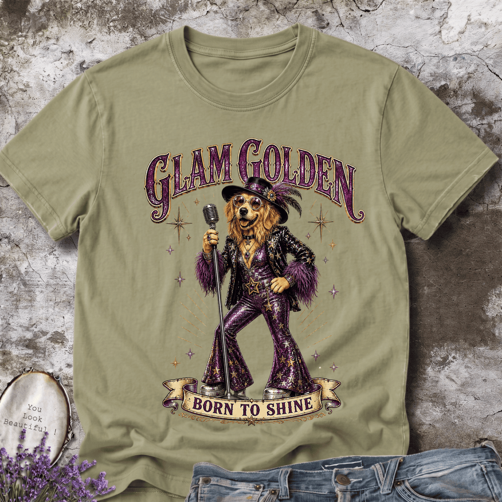 Glam Golden – Elegant Golden Retriever Vintage Tee