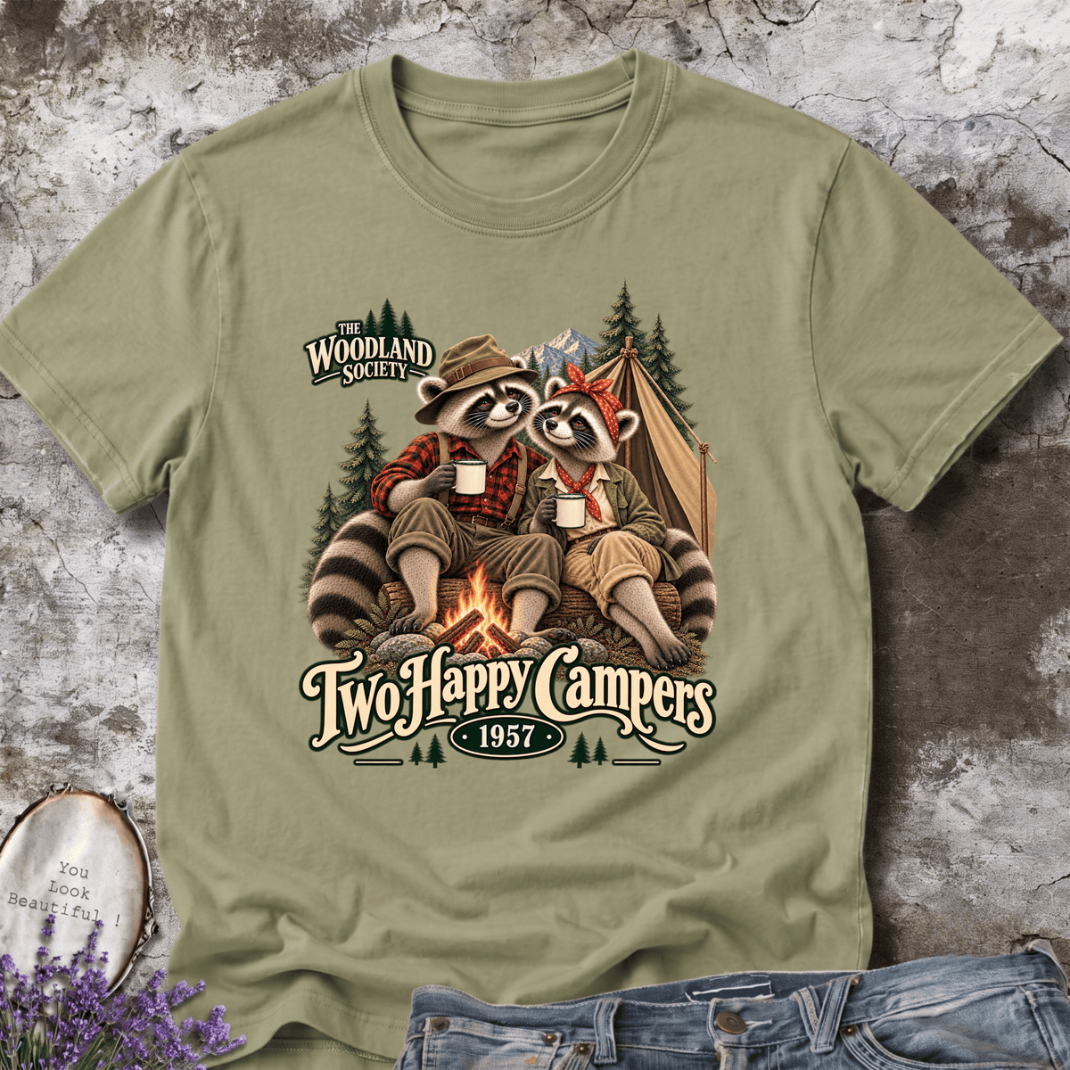 Two Happy Campers Raccoon Tee