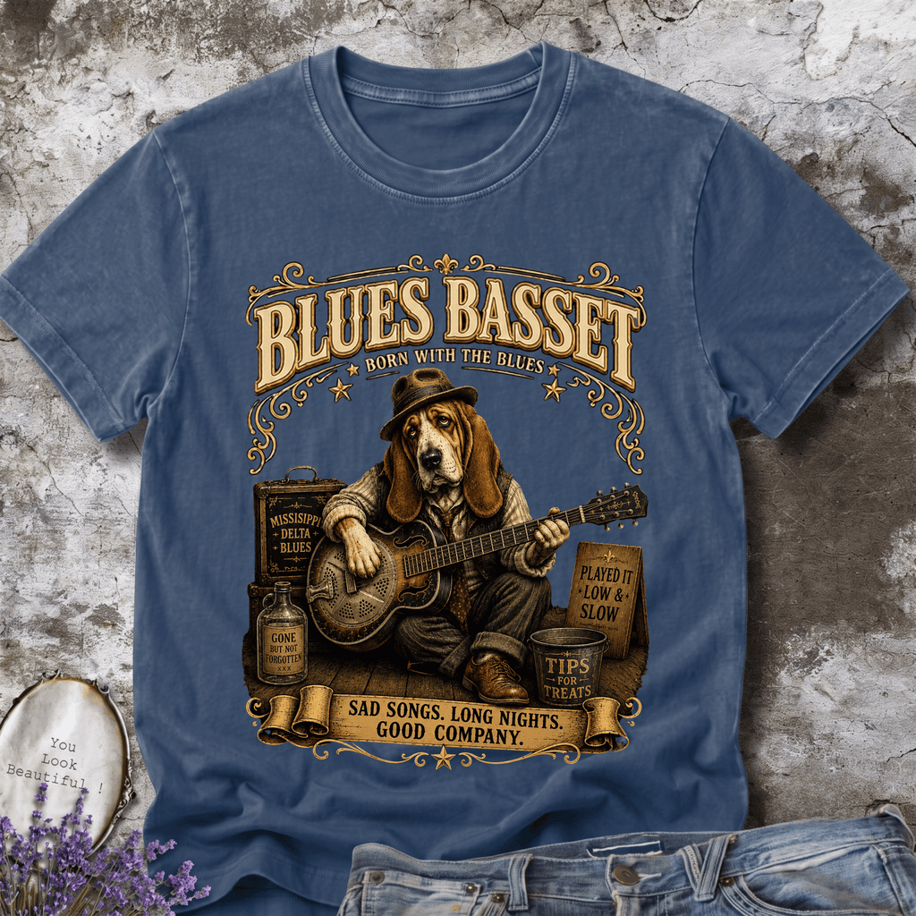 Blues Basset – Vintage Delta Blues Dog Tee