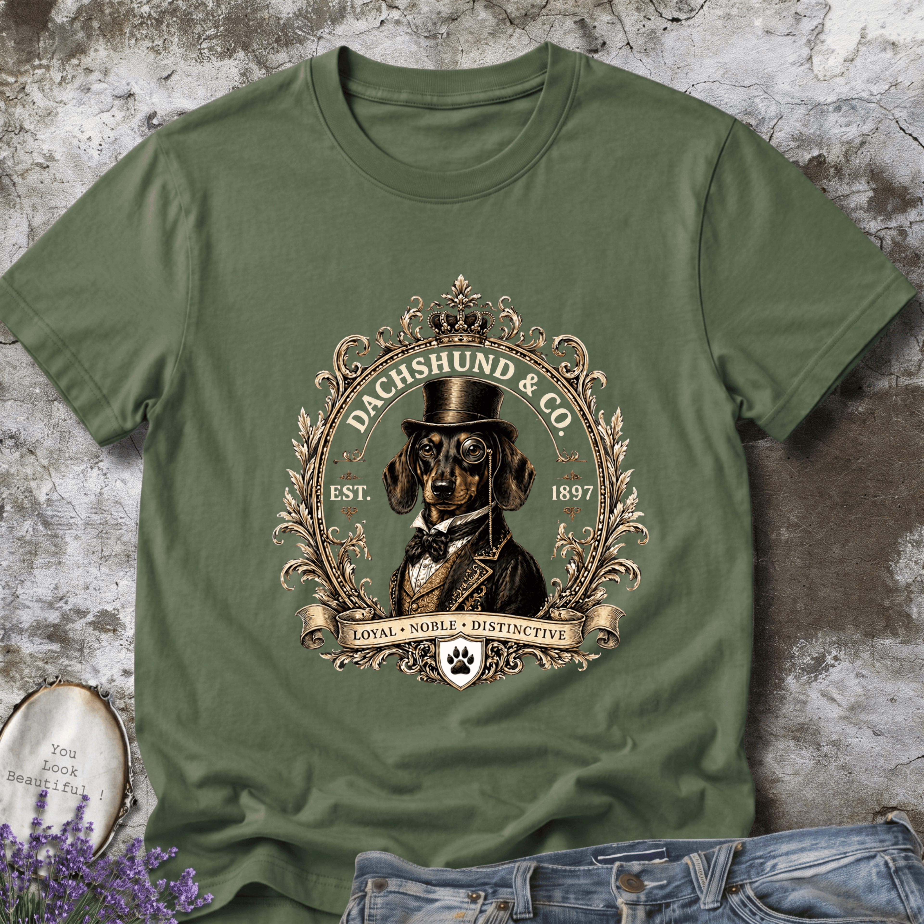 Dachshund & Co. 1897 Tee – Vintage Gentleman Wiener Dog T-shirt