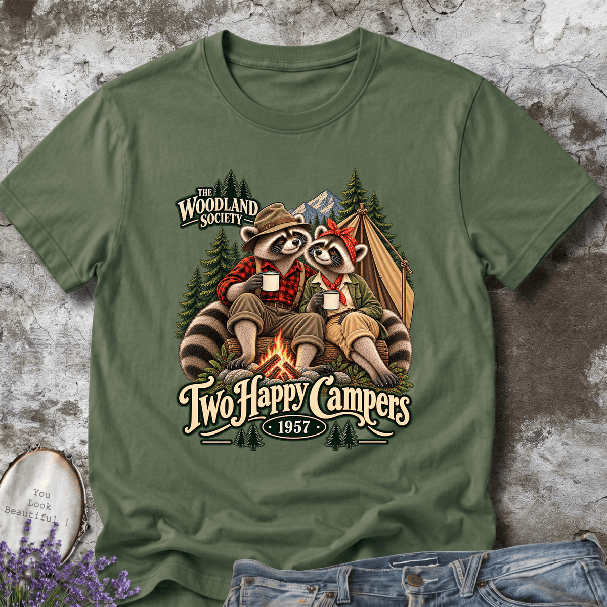 Two Happy Campers Raccoon Tee