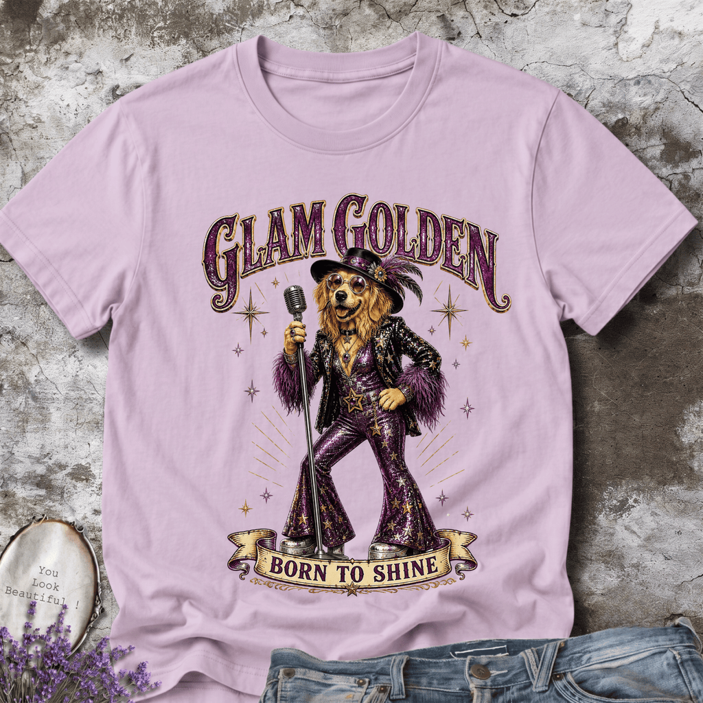 Glam Golden – Elegant Golden Retriever Vintage Tee