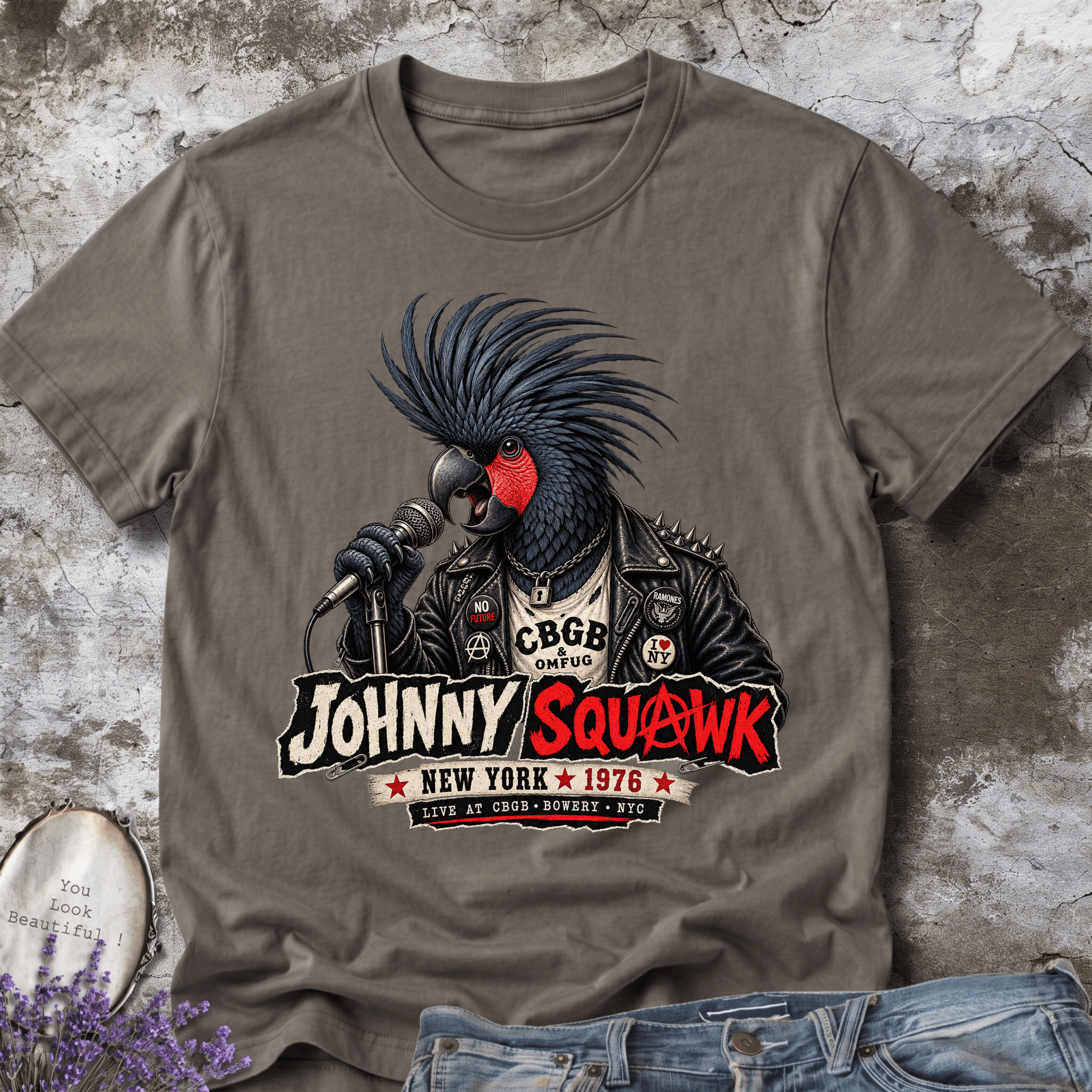 Johnny Squawk – 1976 Punk Rock  Cockatoo Tee