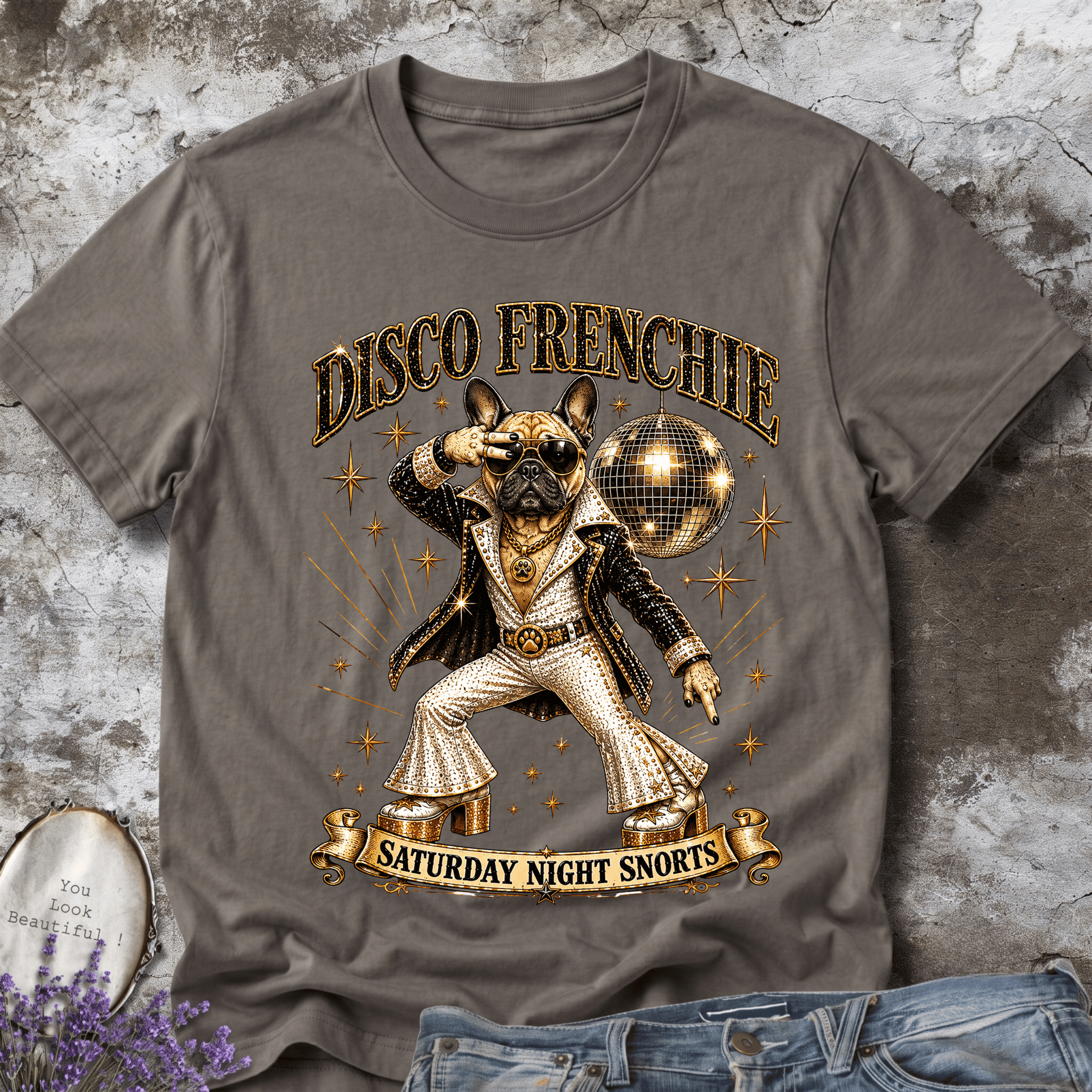 Disco Frenchie | Vintage Disco Dog Graphic Tee