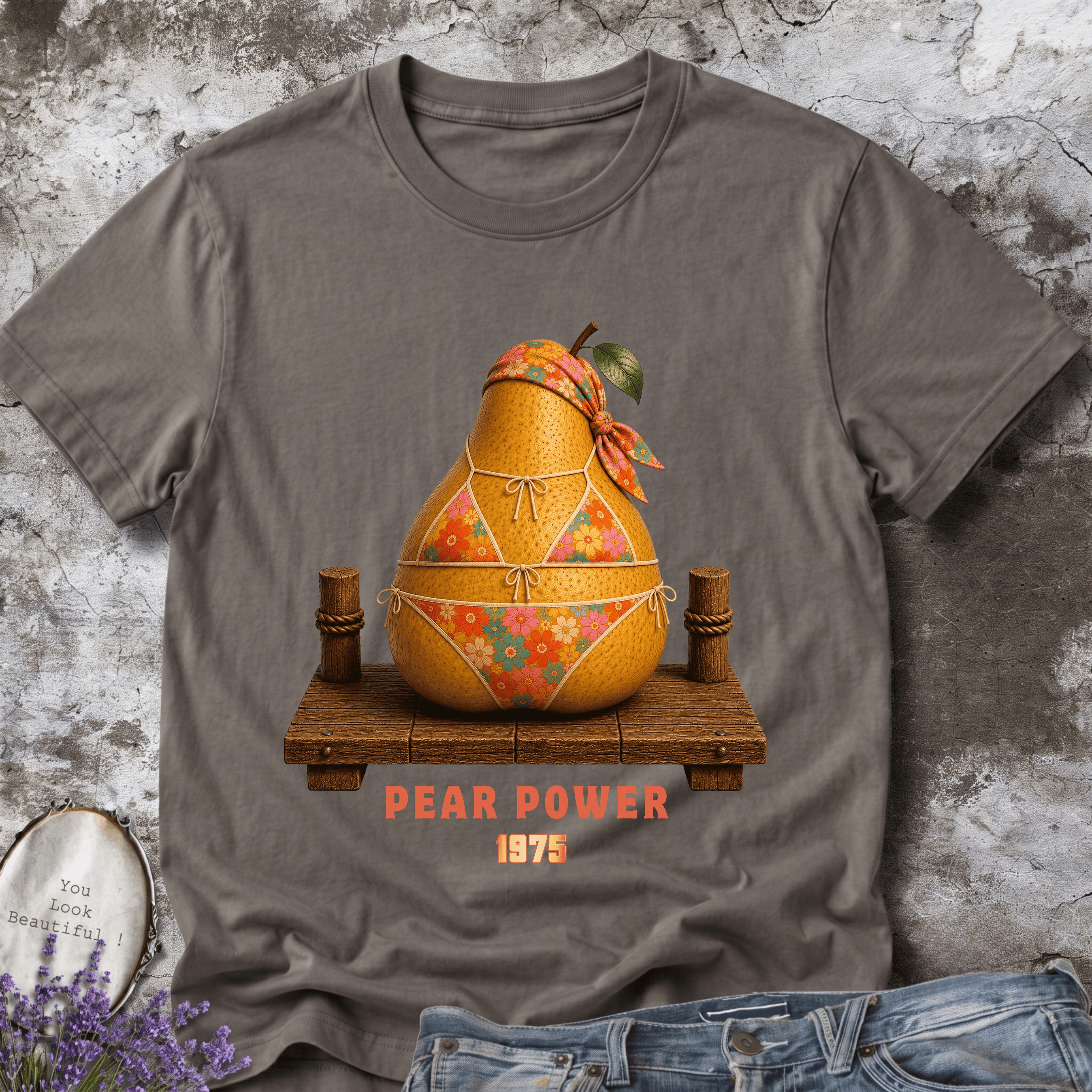 Pear Power 1975 – Vintage Hippie Pear Graphic Tee