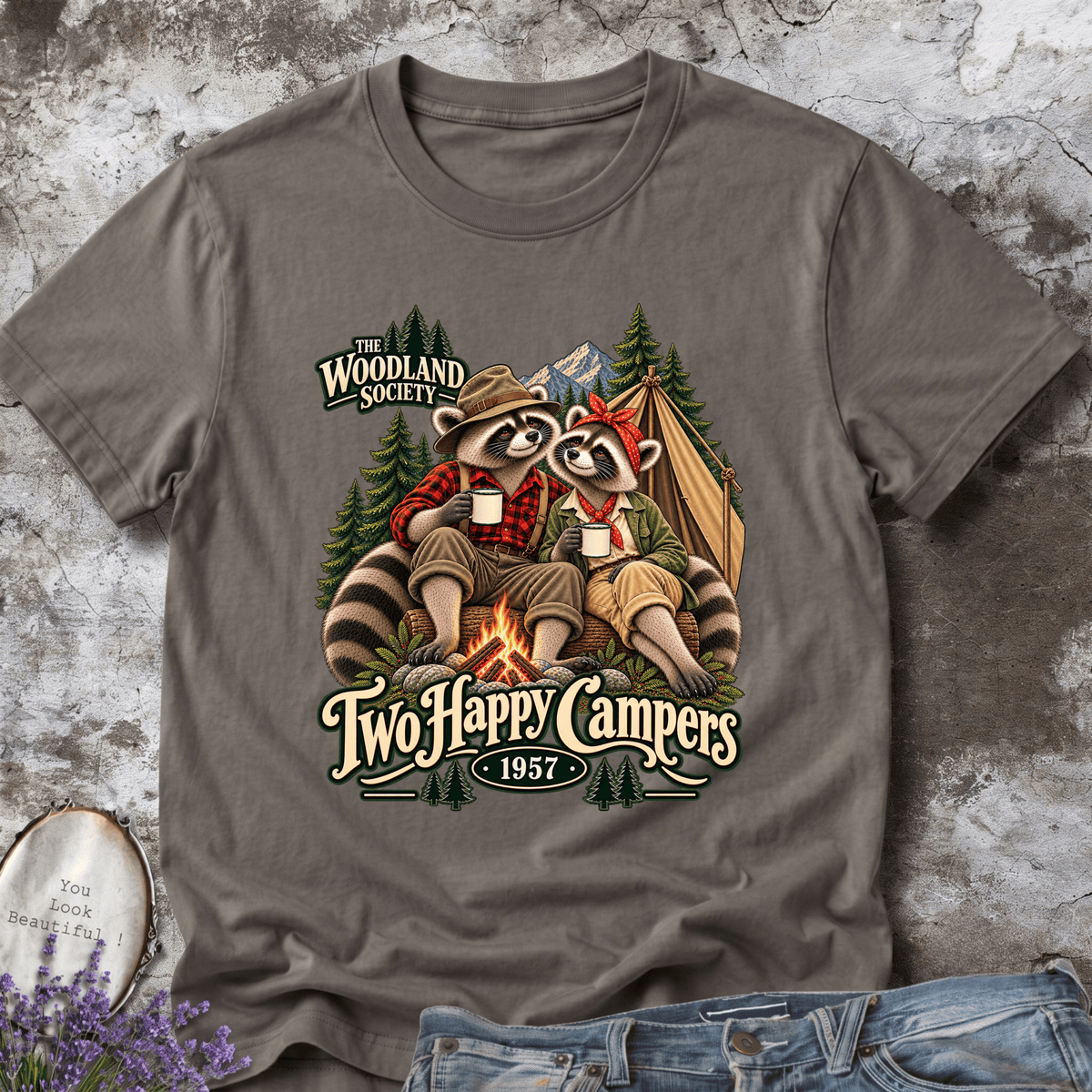 Two Happy Campers Raccoon Tee