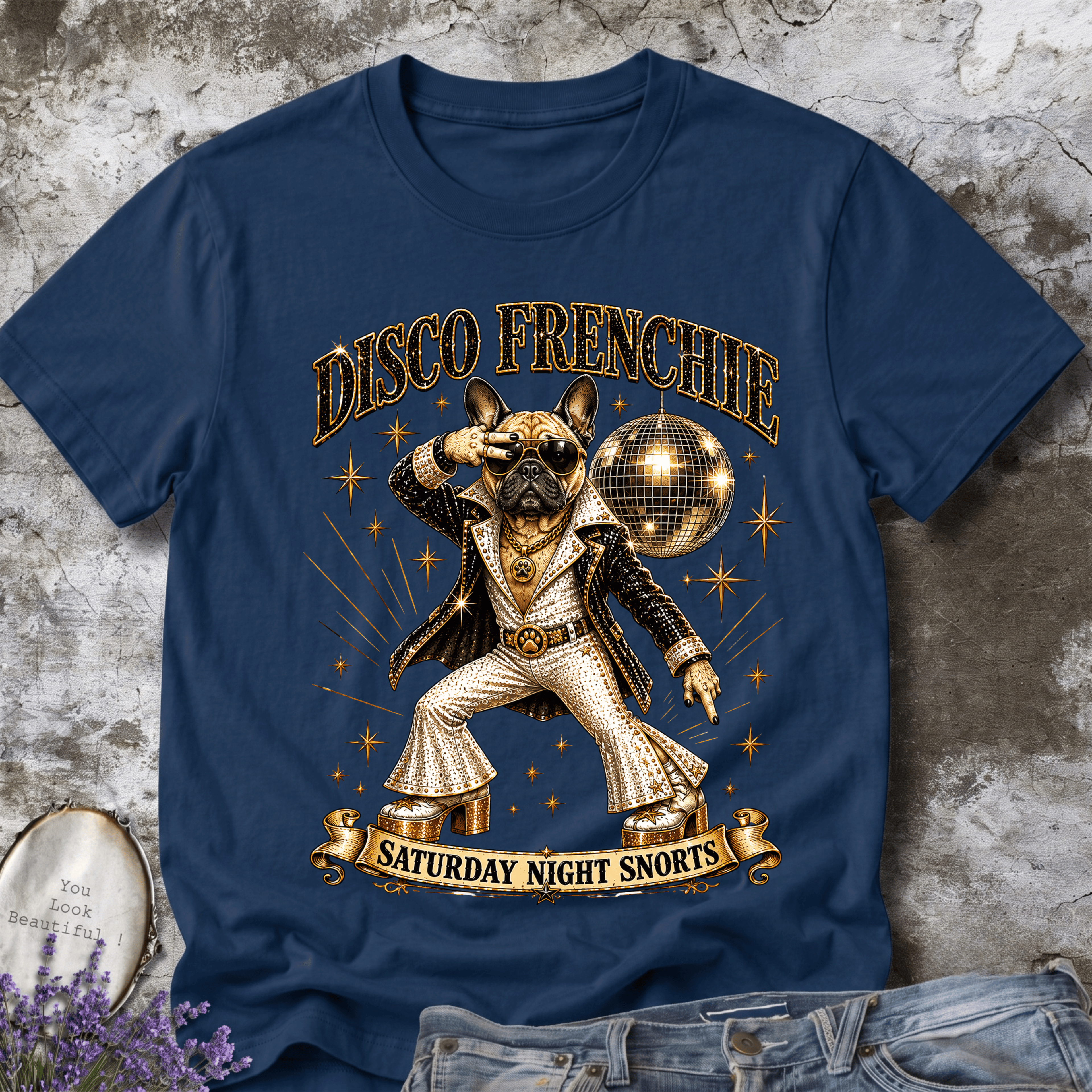 Disco Frenchie | Vintage Disco Dog Graphic Tee