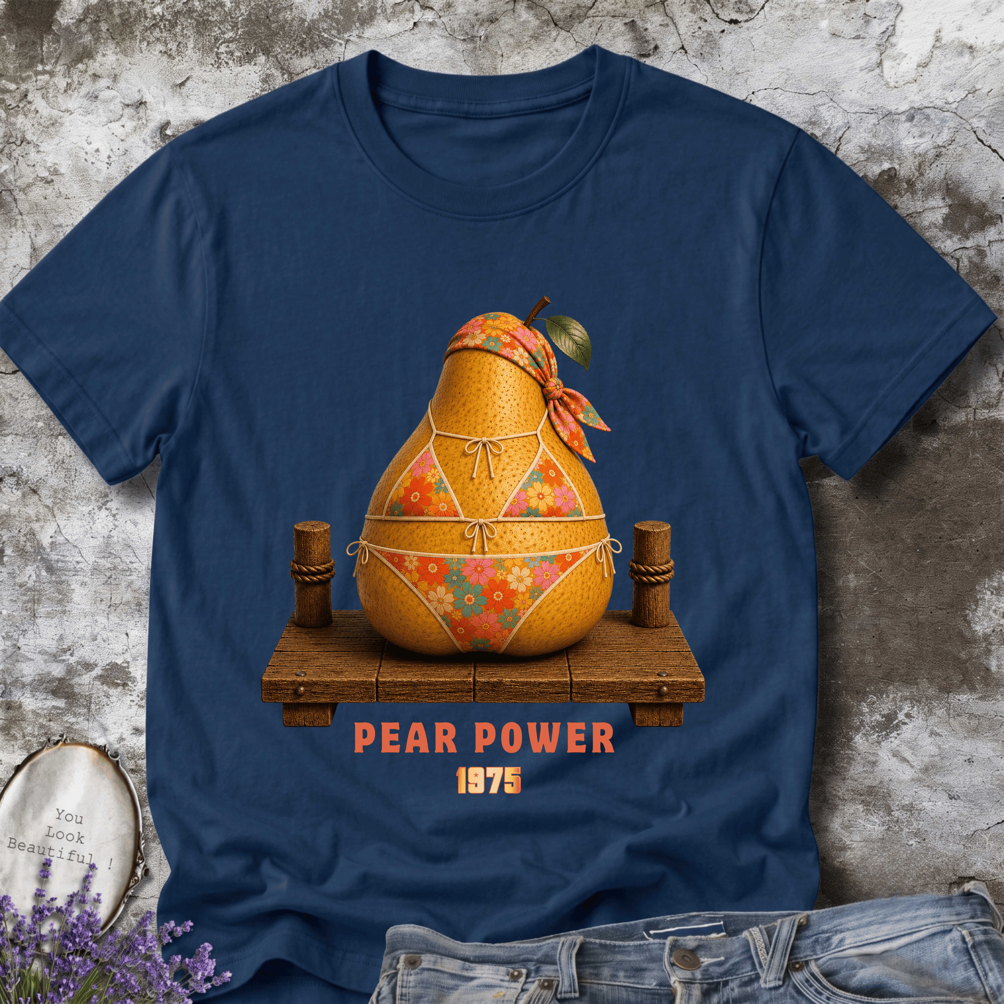 Pear Power 1975 – Vintage Hippie Pear Graphic Tee