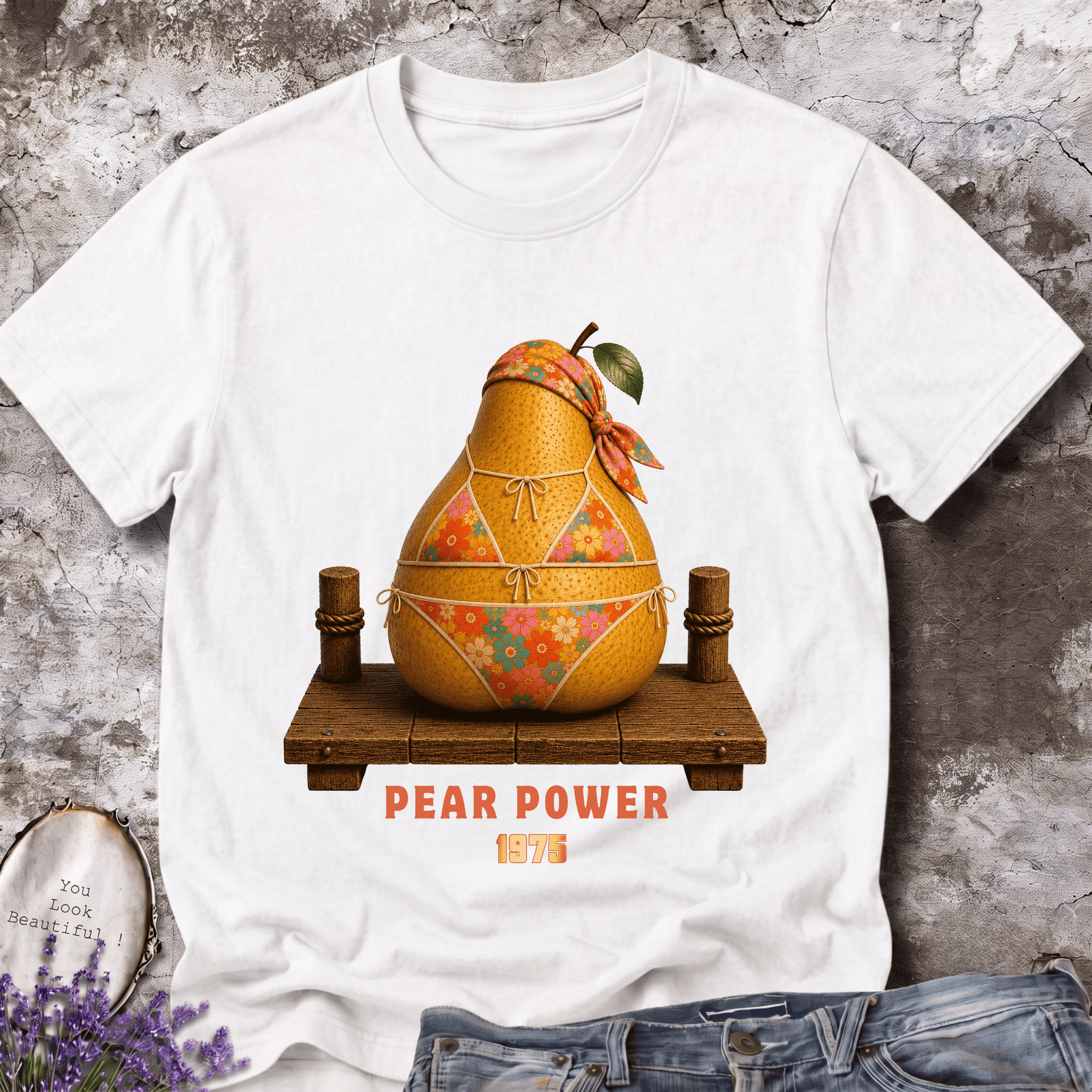 Pear Power 1975 – Vintage Hippie Pear Graphic Tee